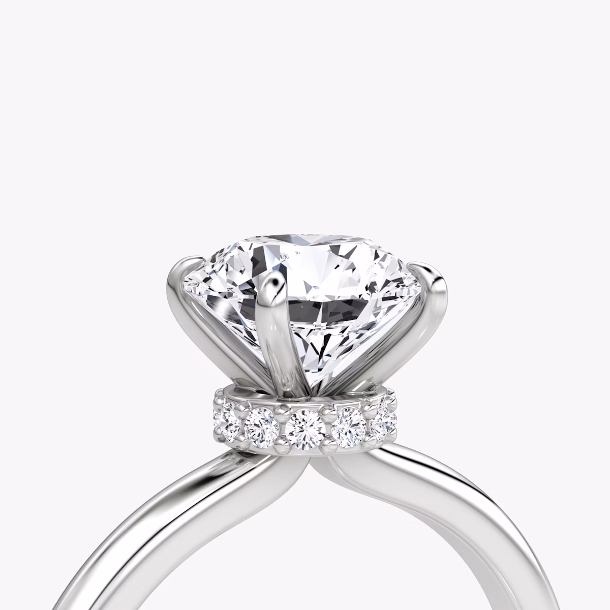 The Veiled Halo | Round Brilliant | Platinum | bandAccent: Plain | caratWeight: other | diamondOrientation: vertical