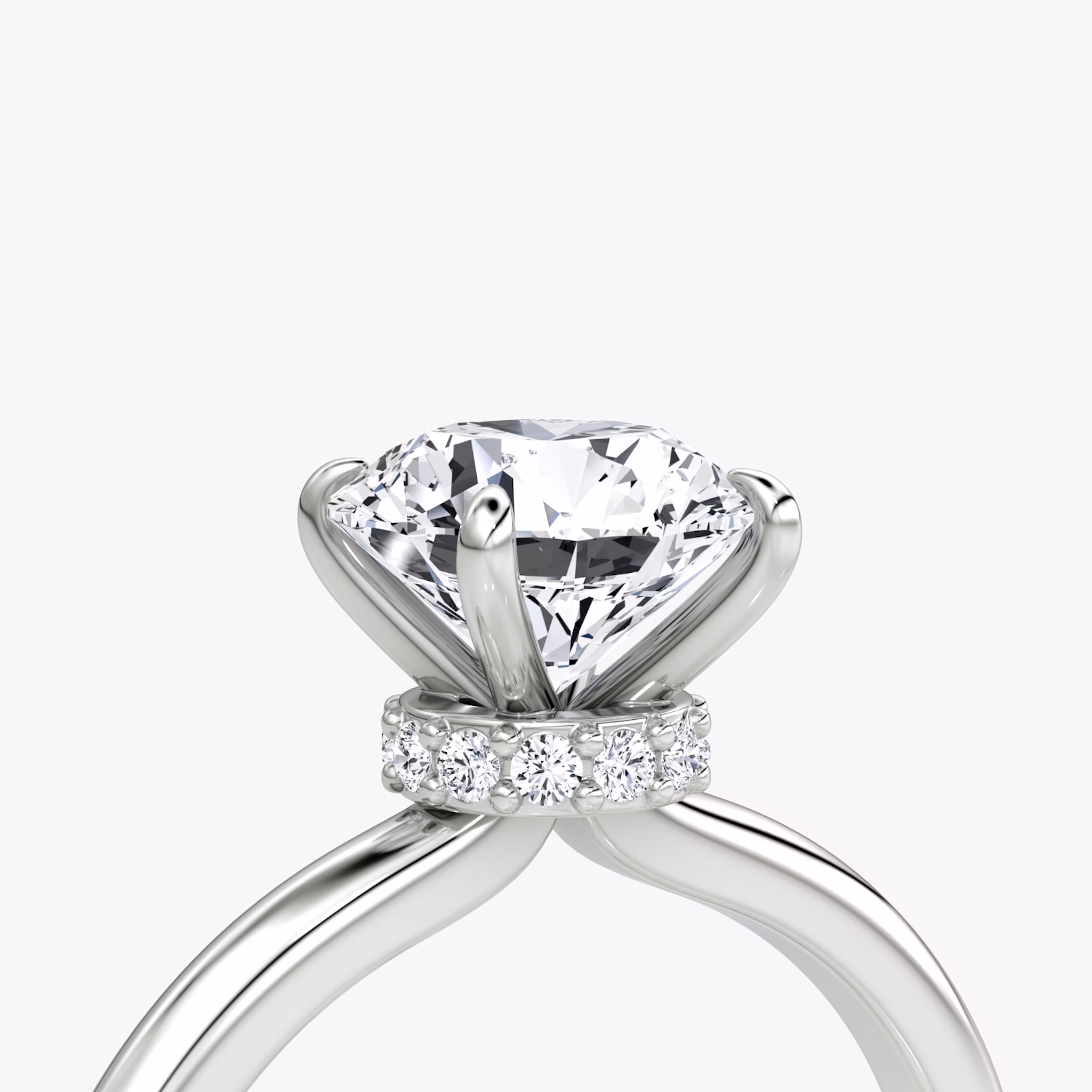 The Veiled Halo | Round Brilliant | 18k | White Gold | bandAccent: Plain | caratWeight: 2.0ct | diamondOrientation: vertical