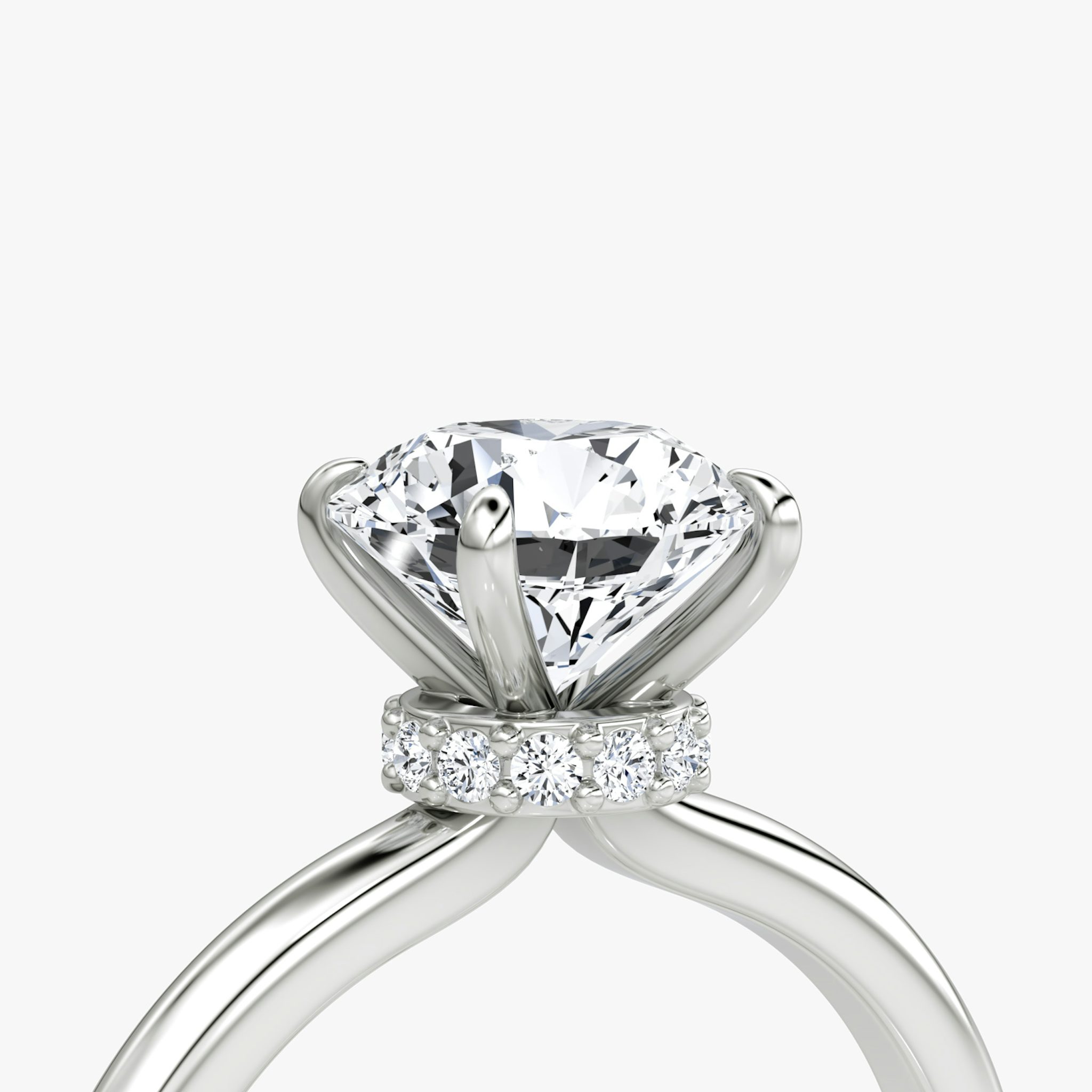 The Veiled Halo | Round Brilliant | 18k | White Gold | bandAccent: Plain | caratWeight: 2.0ct | diamondOrientation: vertical
