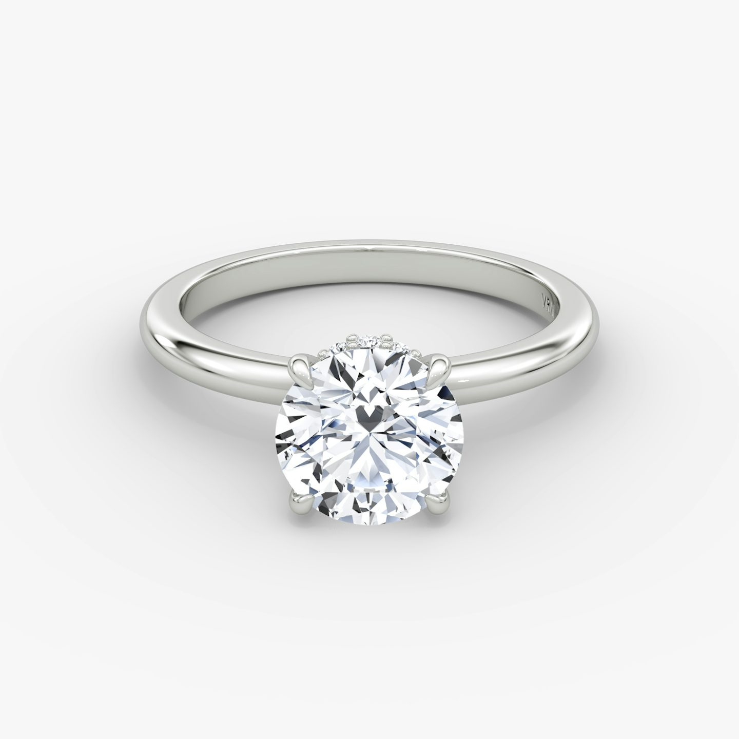 The Veiled Halo | Round Brilliant | 18k | White Gold | bandAccent: Plain | caratWeight: 2.0ct | diamondOrientation: vertical