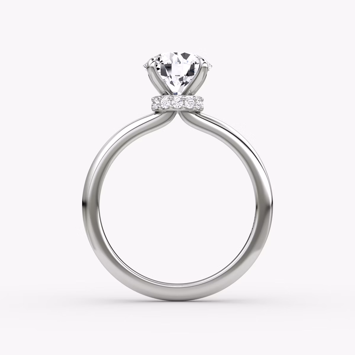 The Veiled Halo | Round Brilliant | Platinum | bandAccent: Plain | caratWeight: other | diamondOrientation: vertical