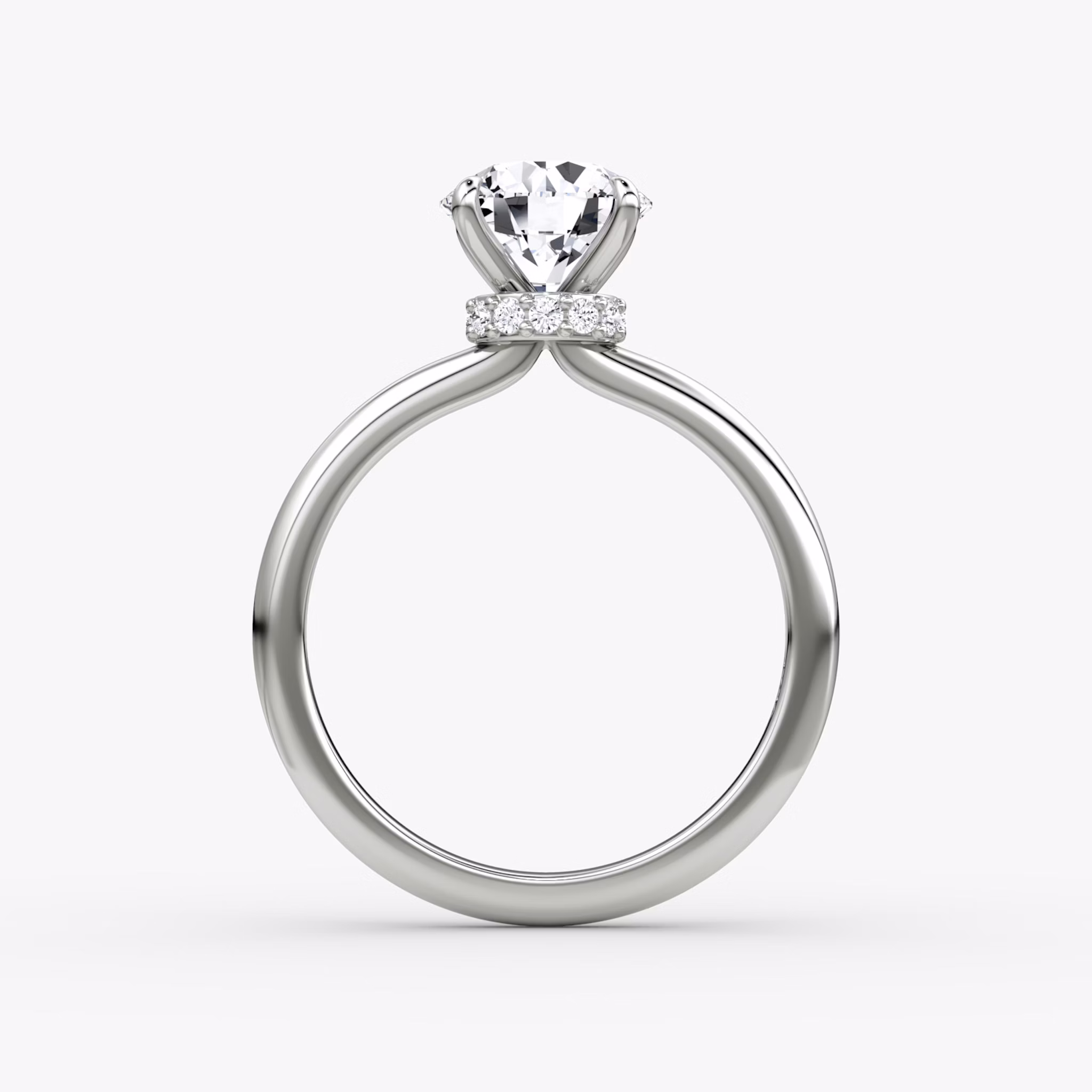 The Veiled Halo | Round Brilliant | 18k | White Gold | bandAccent: Plain | caratWeight: 2.0ct | diamondOrientation: vertical