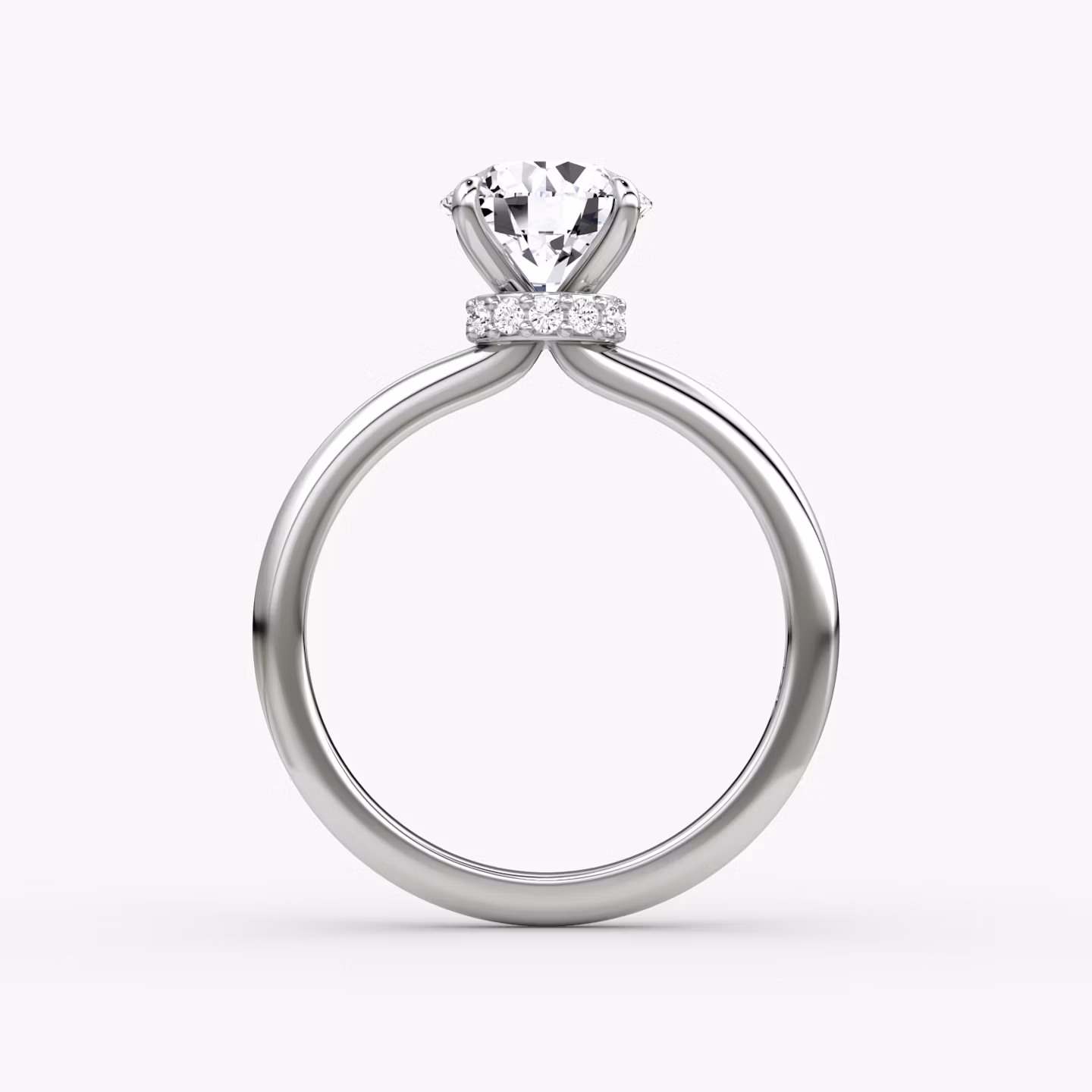 The Veiled Halo | Round Brilliant | 18k | White Gold | bandAccent: Plain | caratWeight: 2.0ct | diamondOrientation: vertical