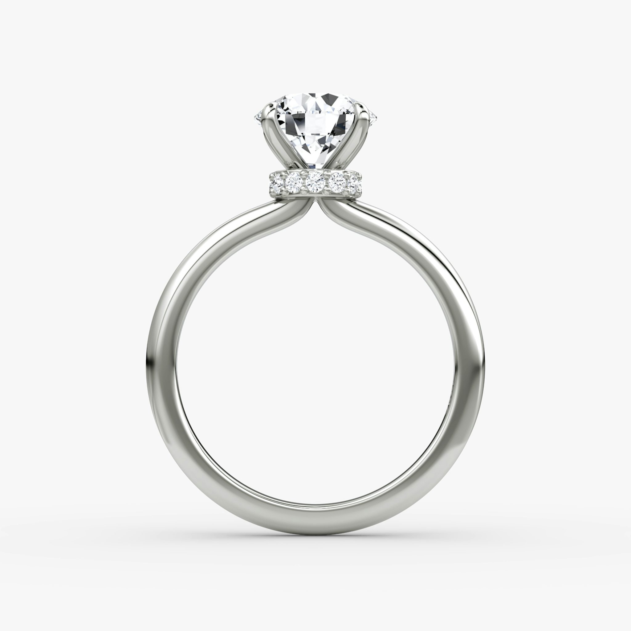 The Veiled Halo | Round Brilliant | 18k | White Gold | bandAccent: Plain | caratWeight: 2.0ct | diamondOrientation: vertical