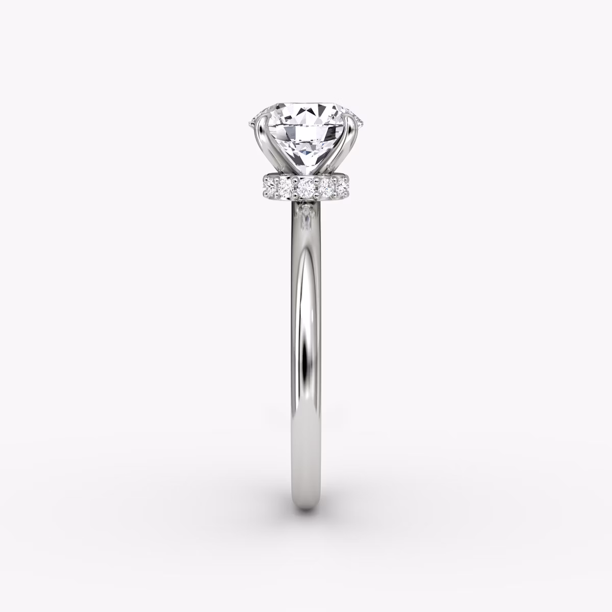 The Veiled Halo | Round Brilliant | Platinum | bandAccent: Plain | caratWeight: other | diamondOrientation: vertical