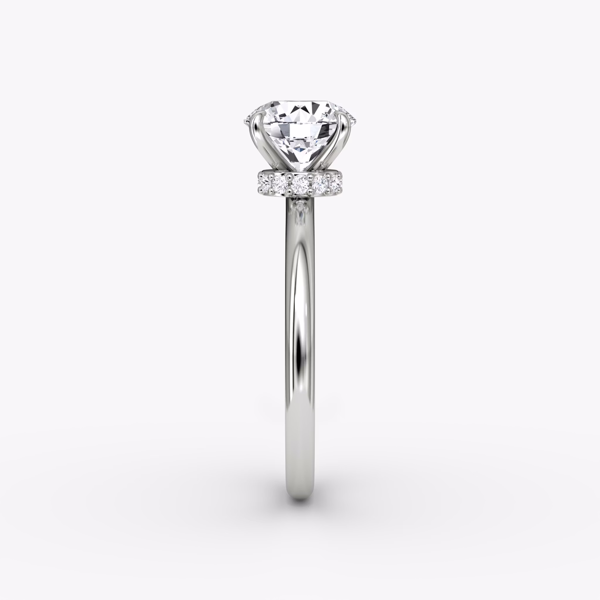 The Veiled Halo | Round Brilliant | 18k | White Gold | bandAccent: Plain | caratWeight: 2.0ct | diamondOrientation: vertical