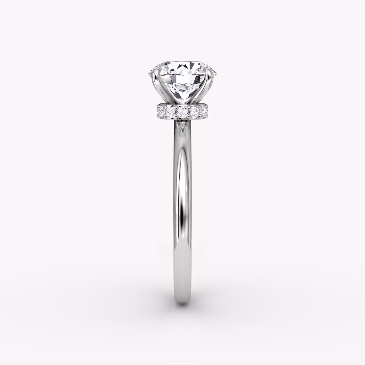 The Veiled Halo | Round Brilliant | 18k | White Gold | bandAccent: Plain | caratWeight: 2.0ct | diamondOrientation: vertical