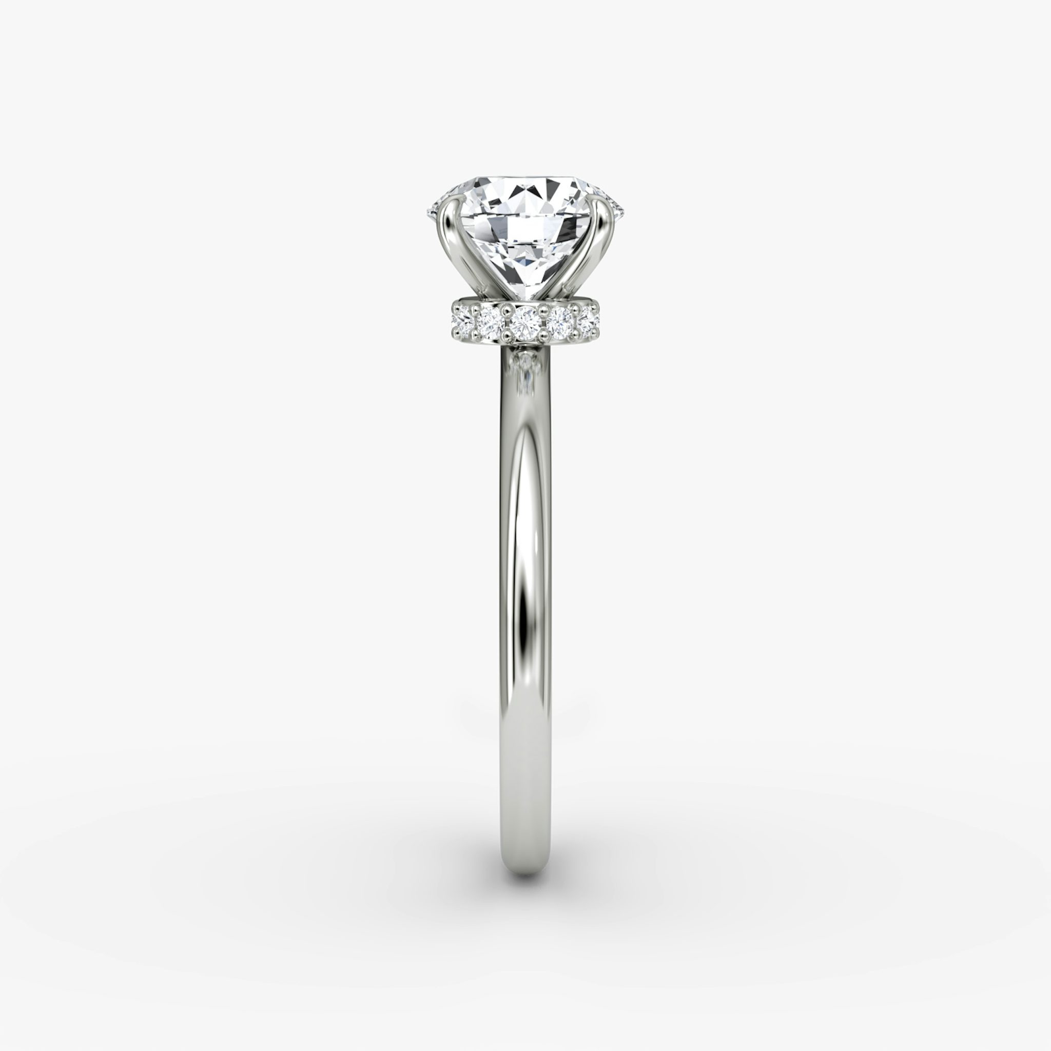 The Veiled Halo | Round Brilliant | 18k | White Gold | bandAccent: Plain | caratWeight: 2.0ct | diamondOrientation: vertical