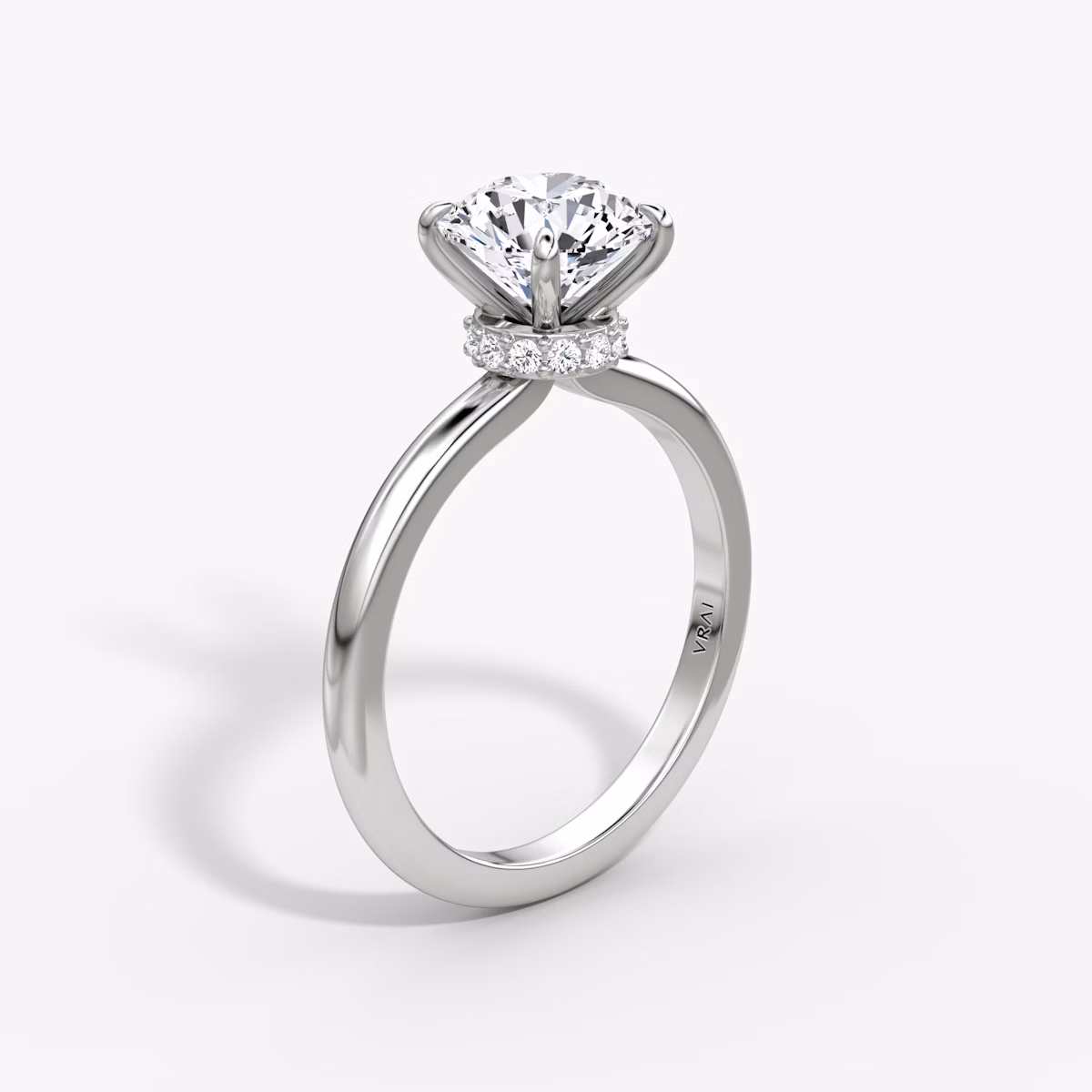 The Veiled Halo | Round Brilliant | Platinum | bandAccent: Plain | caratWeight: other | diamondOrientation: vertical