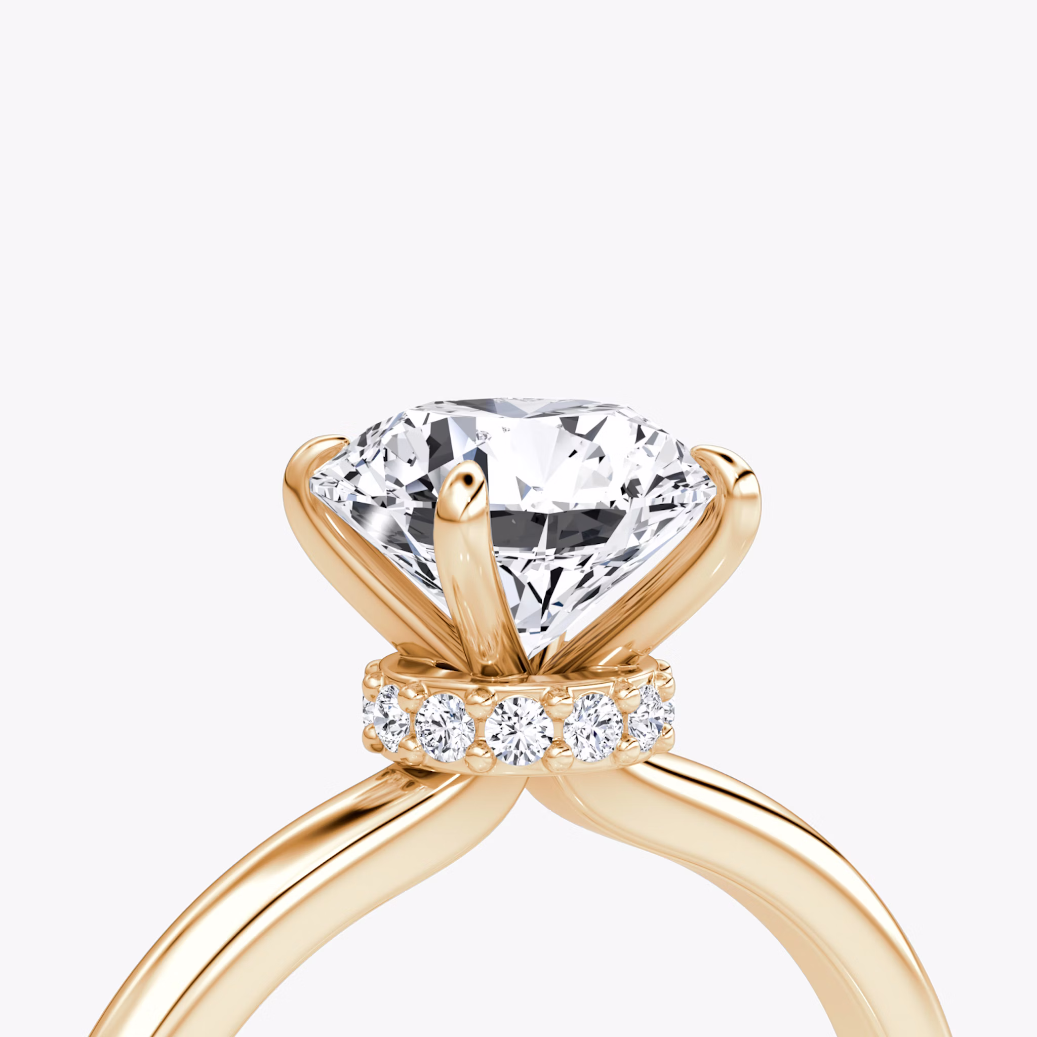 The Veiled Halo | Round Brilliant | 14k | Rose Gold | bandAccent: Plain | caratWeight: 1.0ct | diamondOrientation: vertical