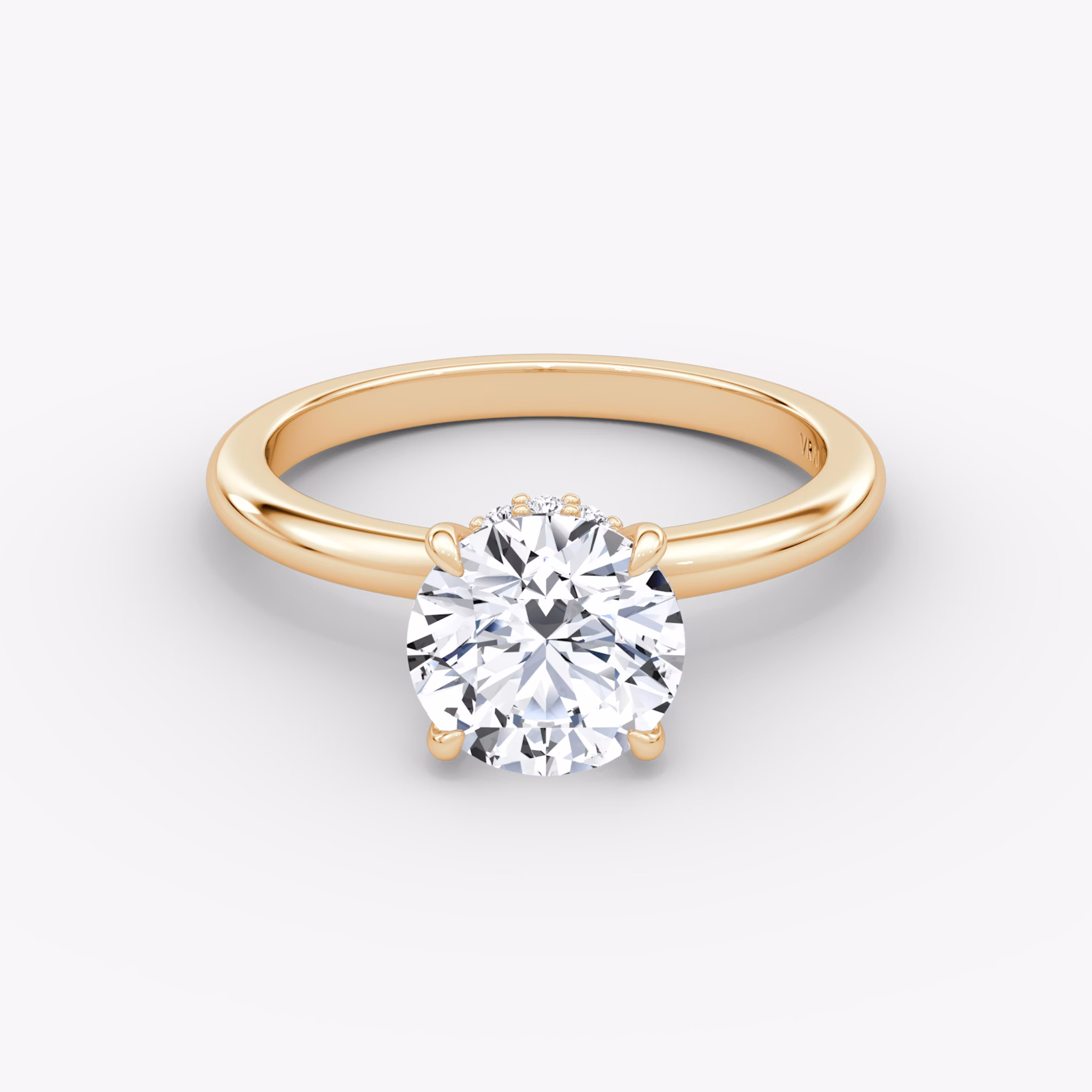 The Veiled Halo | Round Brilliant | 14k | Rose Gold | bandAccent: Plain | caratWeight: 1.0ct | diamondOrientation: vertical