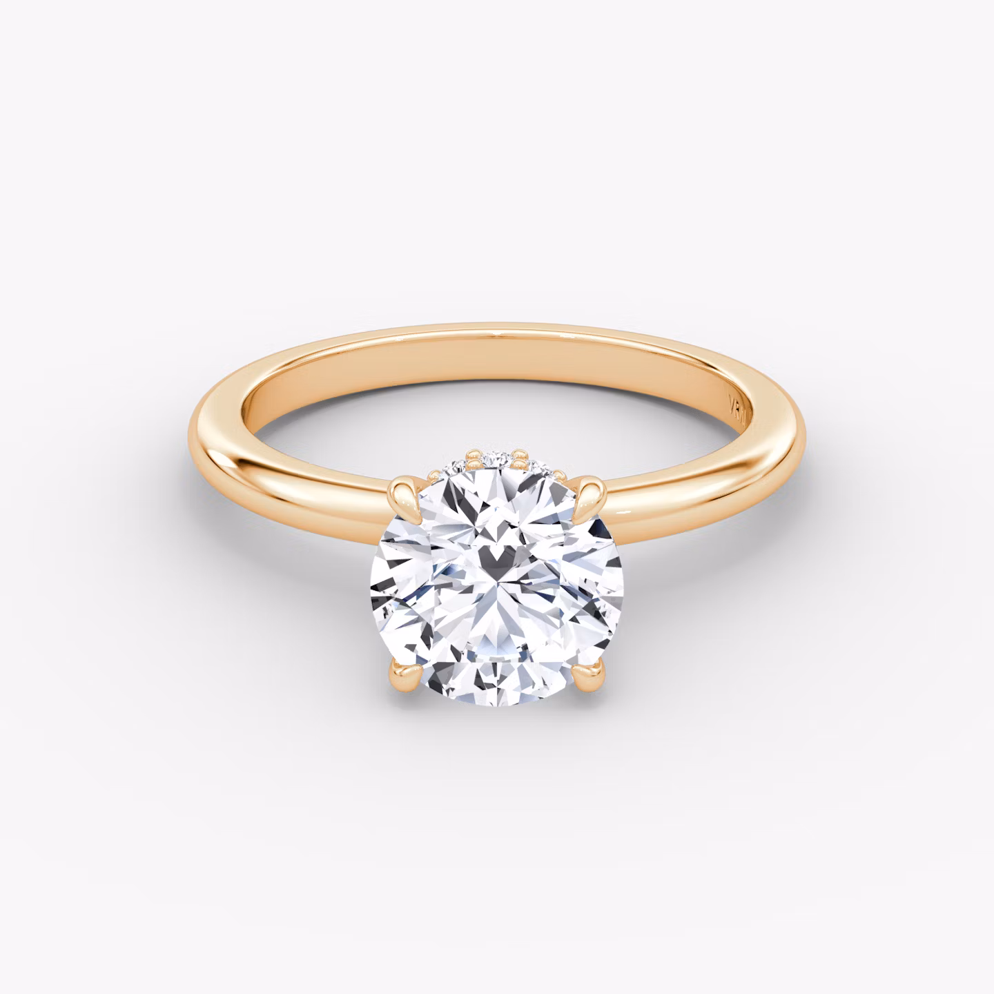 The Veiled Halo | Round Brilliant | 14k | Rose Gold | bandAccent: Plain | caratWeight: 2.0ct | diamondOrientation: vertical