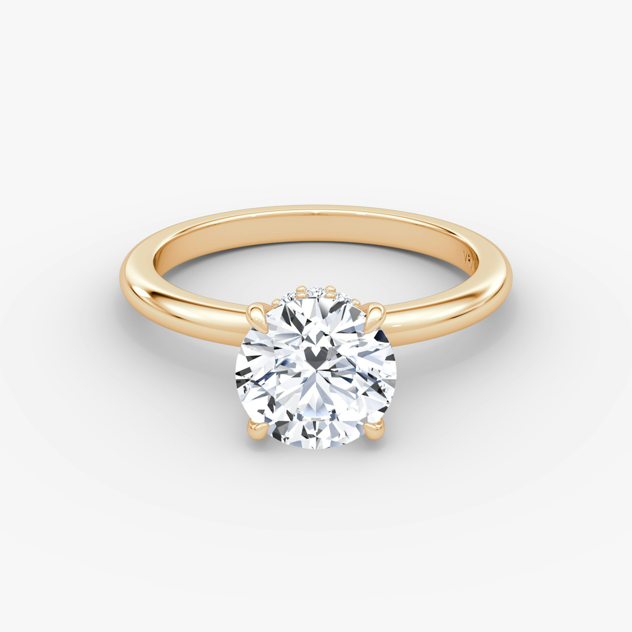 The Veiled Halo | Round Brilliant | 14k | Rose Gold | bandAccent: Plain | caratWeight: 1.0ct | diamondOrientation: vertical