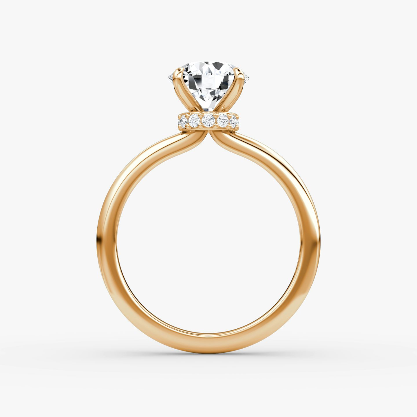 The Veiled Halo | Round Brilliant | 14k | Rose Gold | bandAccent: Plain | caratWeight: 2.0ct | diamondOrientation: vertical