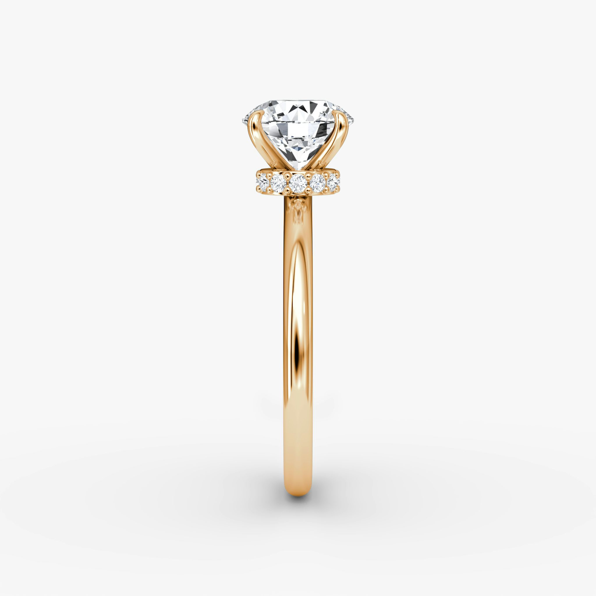 The Veiled Halo | Round Brilliant | 14k | Rose Gold | bandAccent: Plain | caratWeight: 1.0ct | diamondOrientation: vertical