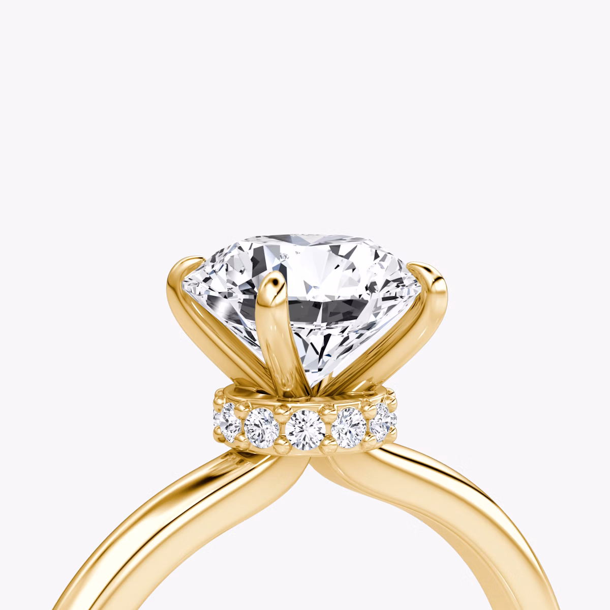 The Veiled Halo | Round Brilliant | 18k | Yellow Gold | bandAccent: Plain | caratWeight: 2.0ct | diamondOrientation: vertical