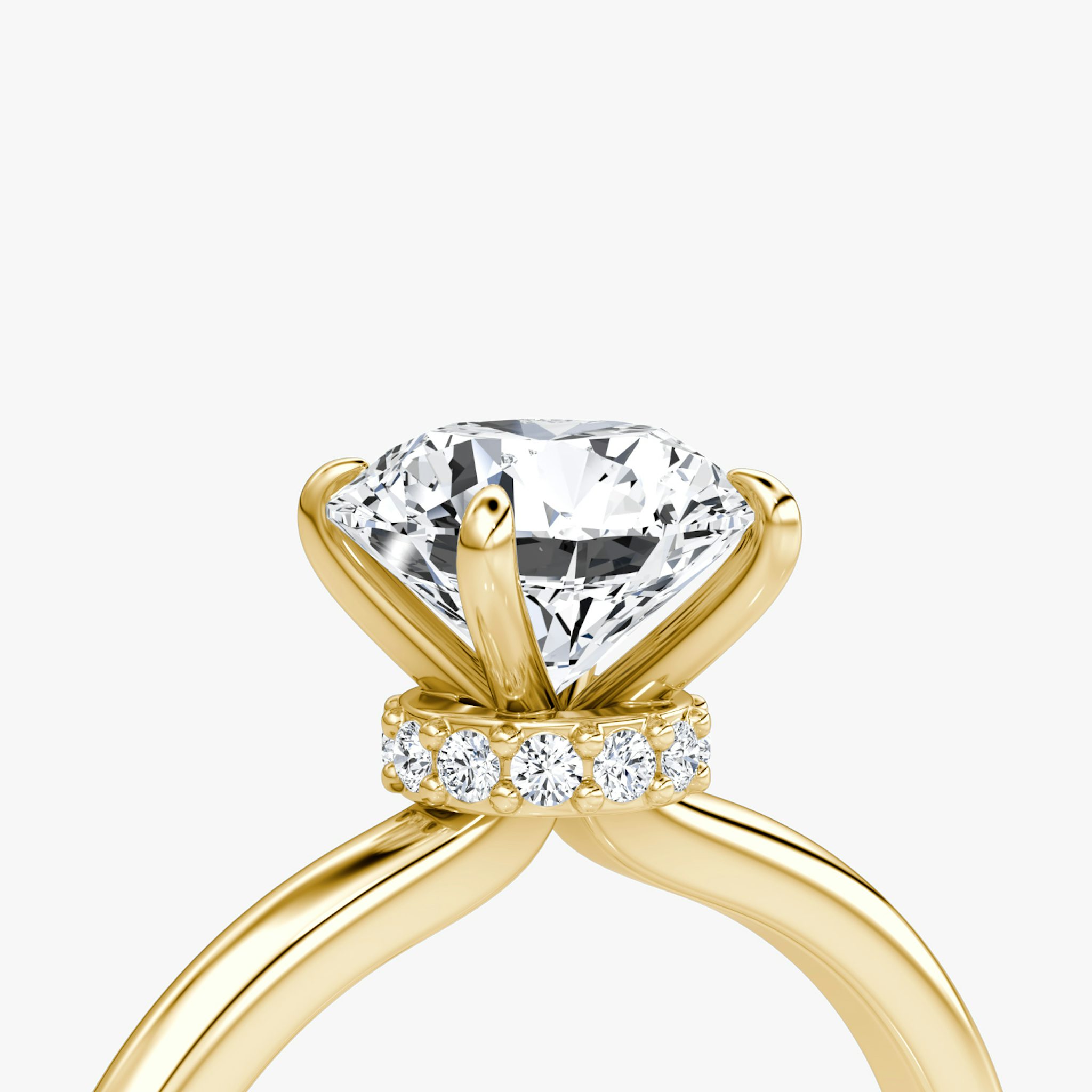 The Veiled Halo | Round Brilliant | 18k | Yellow Gold | bandAccent: Plain | caratWeight: 1.0ct | diamondOrientation: vertical