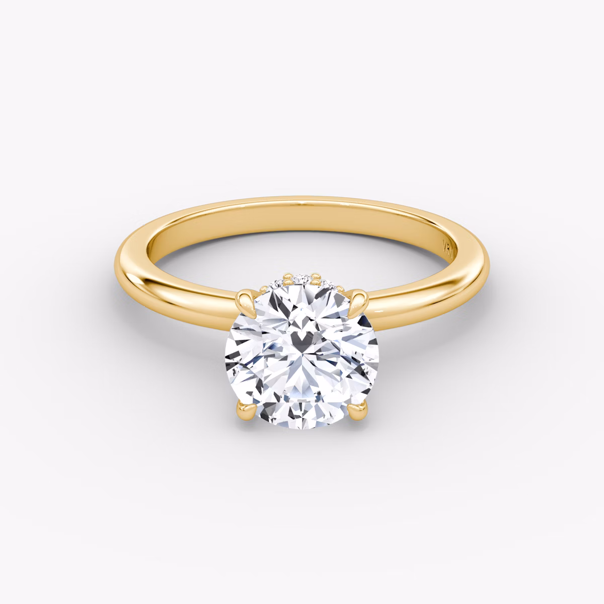 The Veiled Halo | Round Brilliant | 18k | Yellow Gold | bandAccent: Plain | caratWeight: 2.0ct | diamondOrientation: vertical