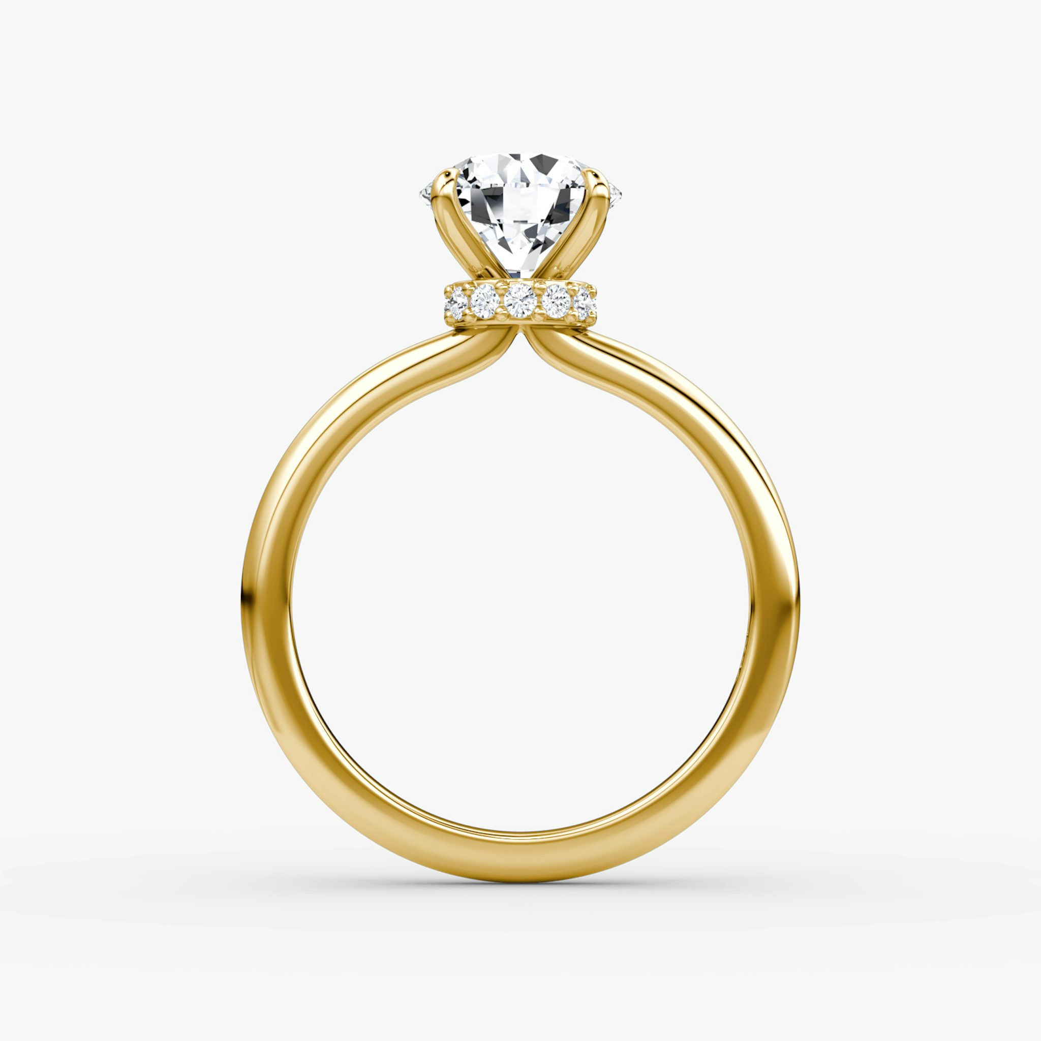 The Veiled Halo | Round Brilliant | 18k | Yellow Gold | bandAccent: Plain | caratWeight: 1.0ct | diamondOrientation: vertical