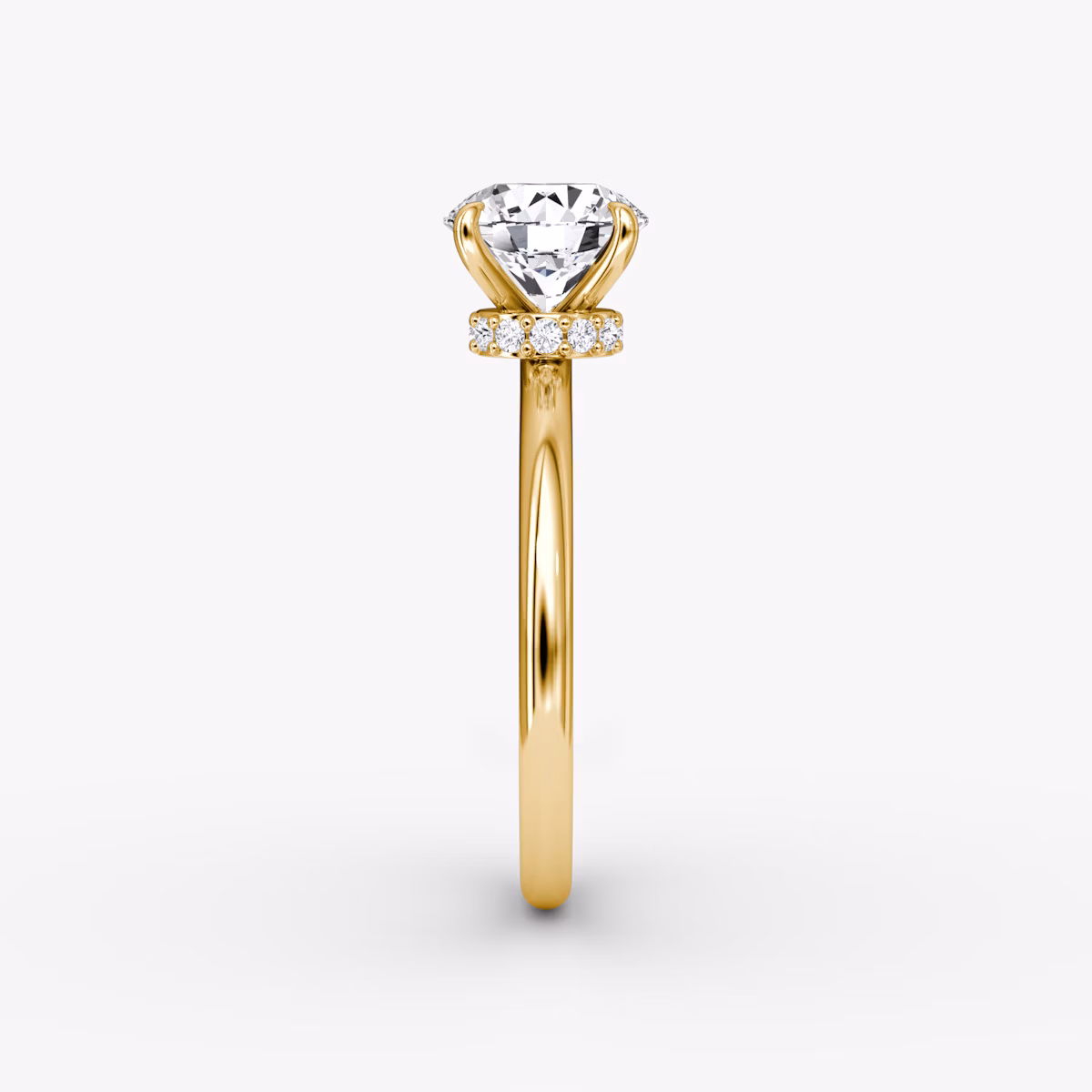 The Veiled Halo | Round Brilliant | 18k | Yellow Gold | bandAccent: Plain | caratWeight: 2.0ct | diamondOrientation: vertical
