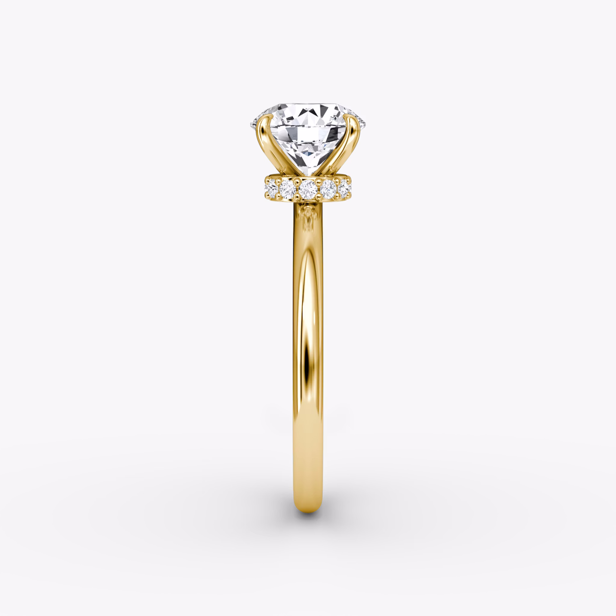 The Veiled Halo | Round Brilliant | 18k | Yellow Gold | bandAccent: Plain | caratWeight: 1.0ct | diamondOrientation: vertical