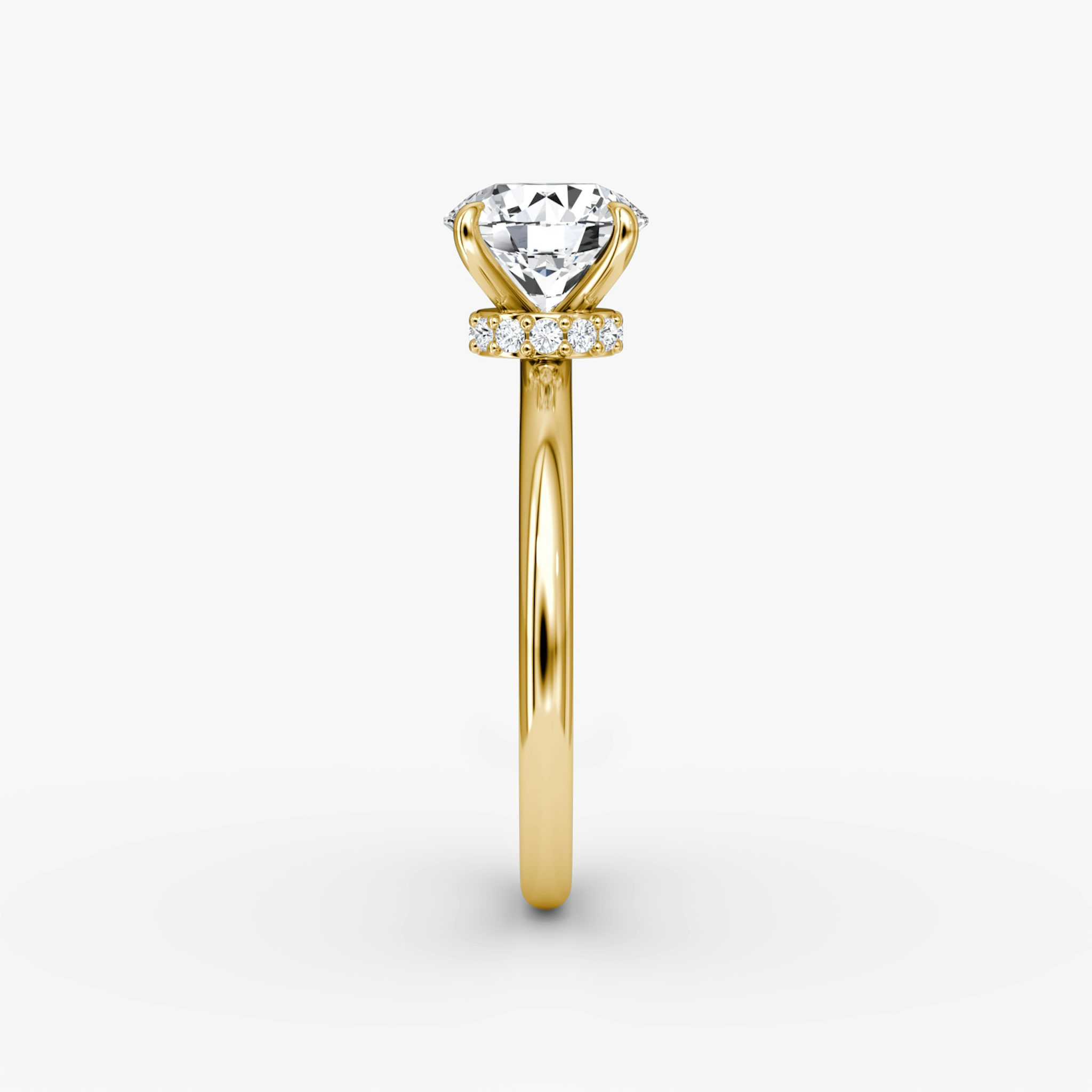 The Veiled Halo | Round Brilliant | 18k | Yellow Gold | bandAccent: Plain | caratWeight: 1.0ct | diamondOrientation: vertical