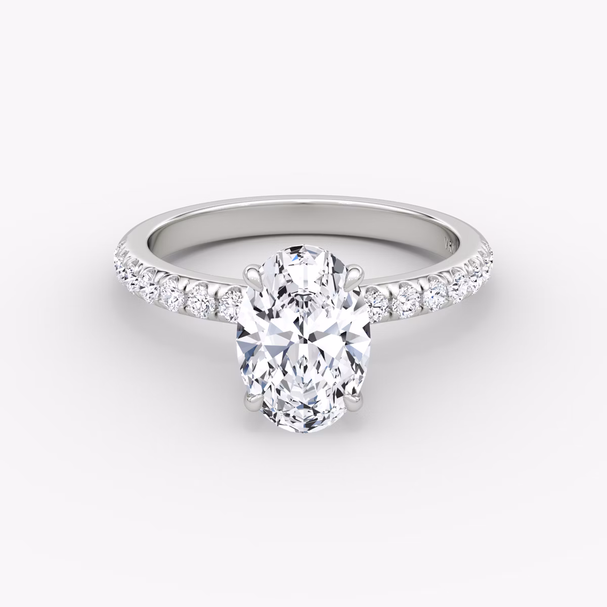 The Veiled Halo | Oval | Platinum | bandAccent: Pavé | diamondOrientation: vertical | caratWeight: other
