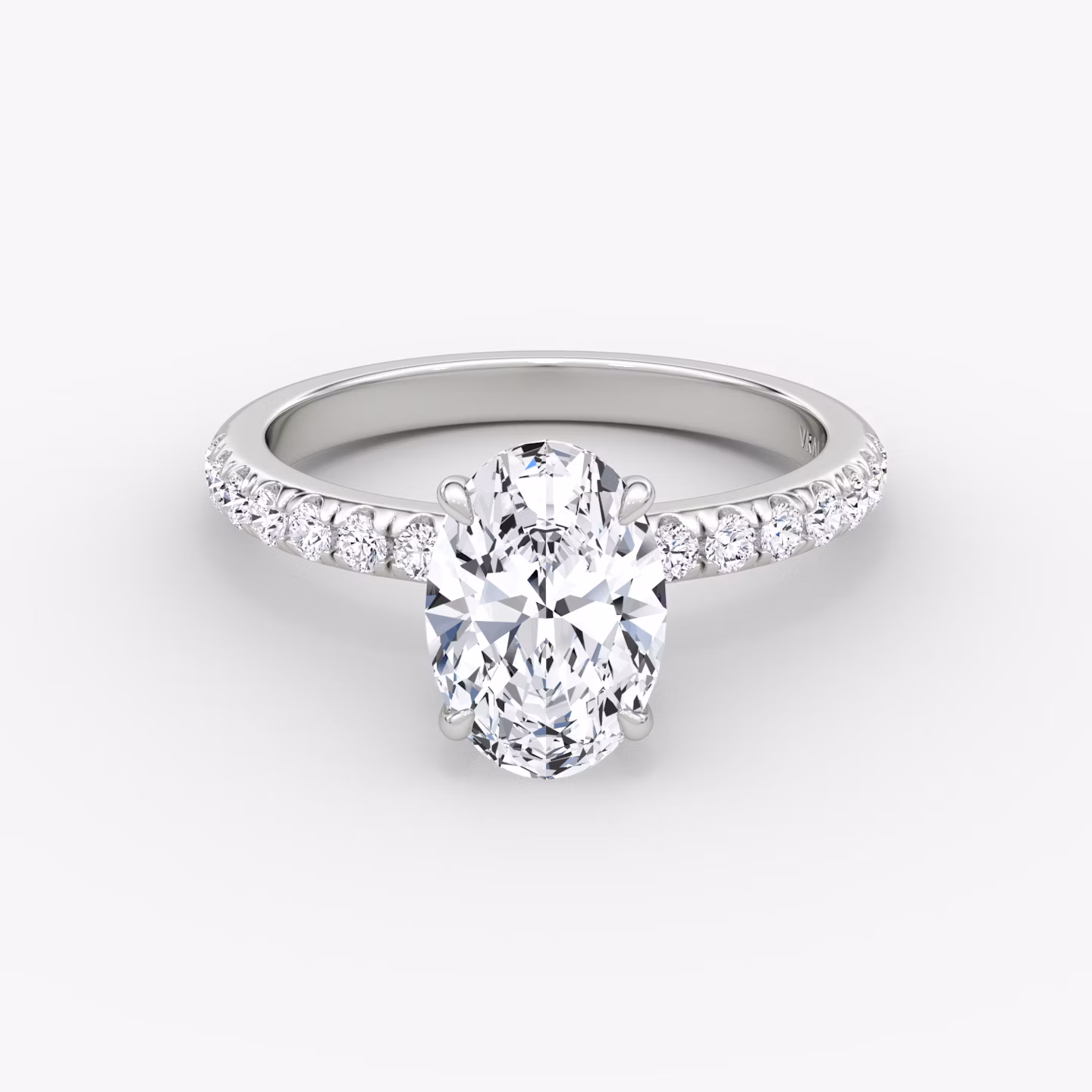 The Veiled Halo | Oval | Platinum | bandAccent: Pavé | diamondOrientation: vertical | caratWeight: other