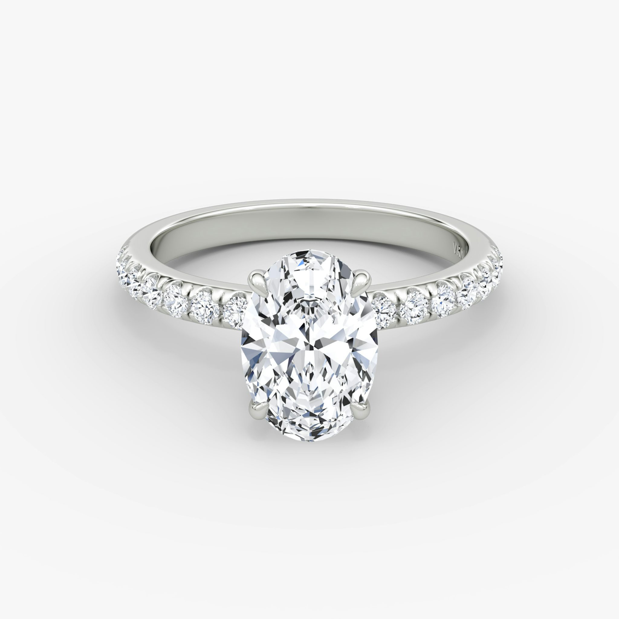 The Veiled Halo | Oval | Platinum | bandAccent: Pavé | diamondOrientation: vertical | caratWeight: other