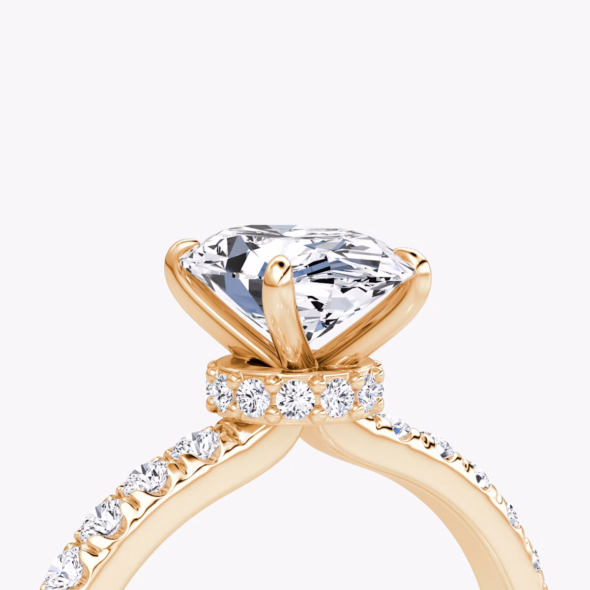 The Veiled Halo | Oval | 14k | Rose Gold | bandAccent: Pavé | diamondOrientation: vertical | caratWeight: other