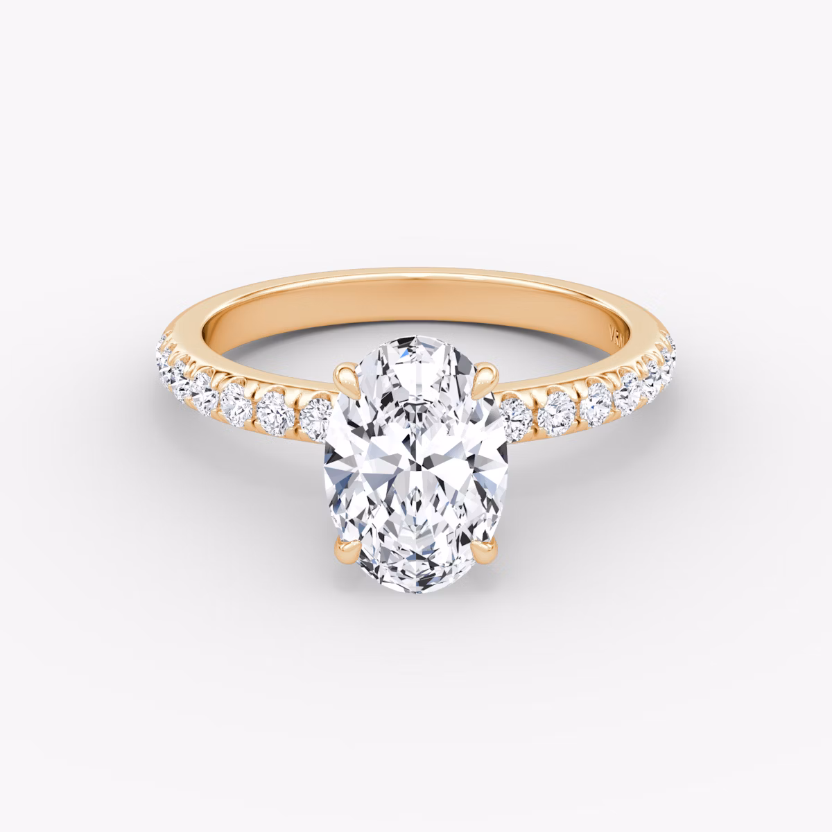 The Veiled Halo | Oval | 14k | Rose Gold | bandAccent: Pavé | diamondOrientation: vertical | caratWeight: other