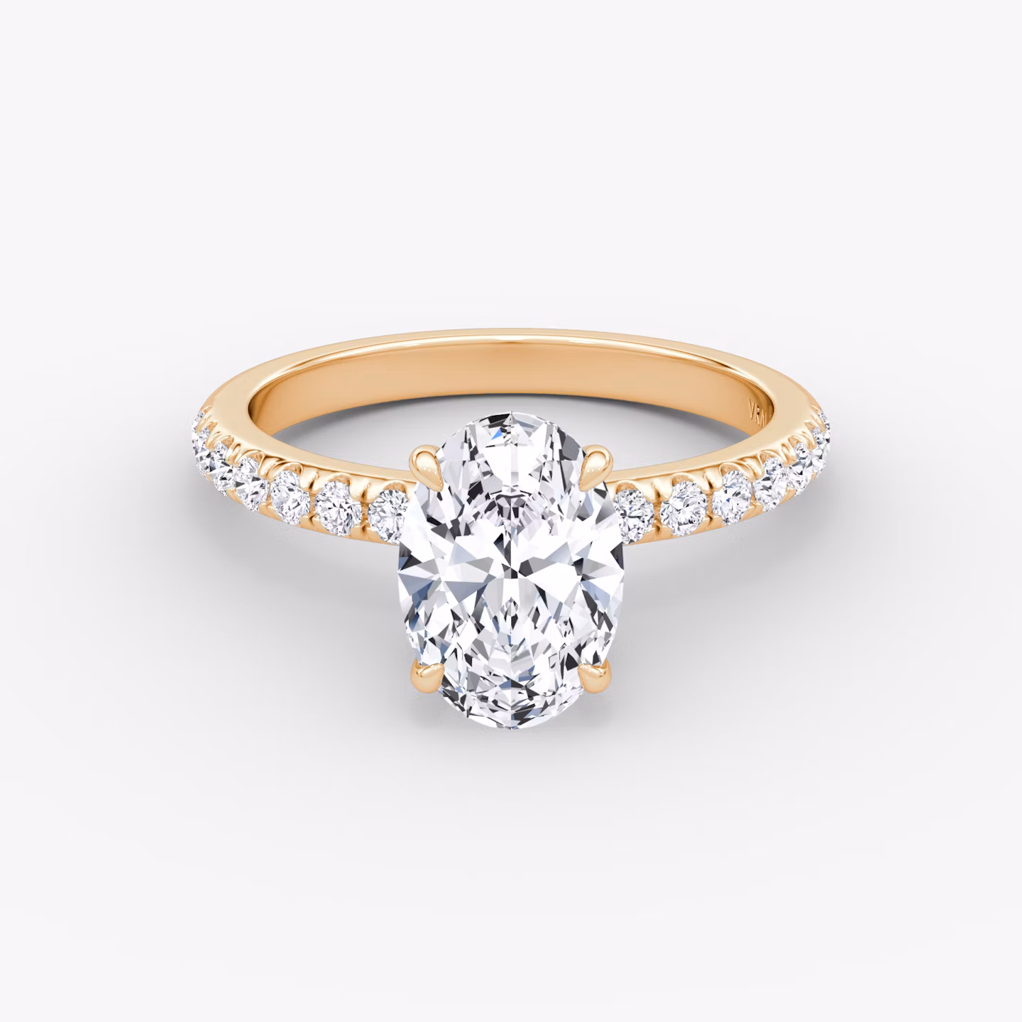 The Veiled Halo | Oval | 14k | Rose Gold | bandAccent: Pavé | diamondOrientation: vertical | caratWeight: other