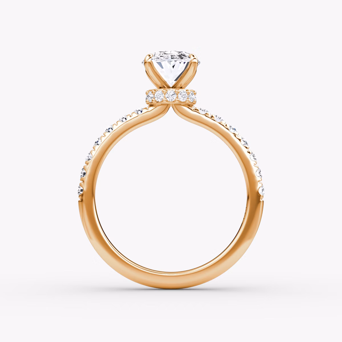 The Veiled Halo | Oval | 14k | Rose Gold | bandAccent: Pavé | diamondOrientation: vertical | caratWeight: other