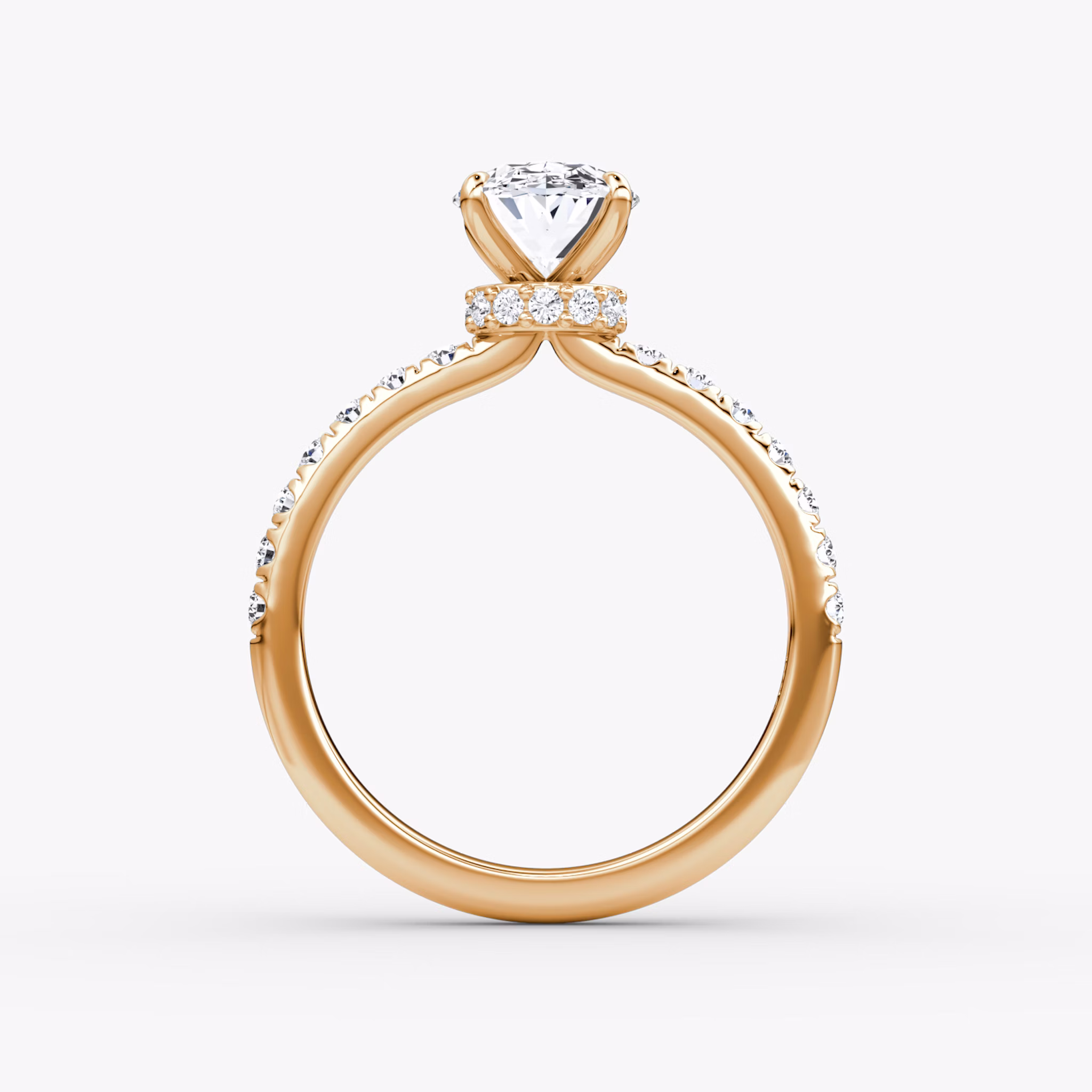 The Veiled Halo | Oval | 14k | Rose Gold | bandAccent: Pavé | diamondOrientation: vertical | caratWeight: other