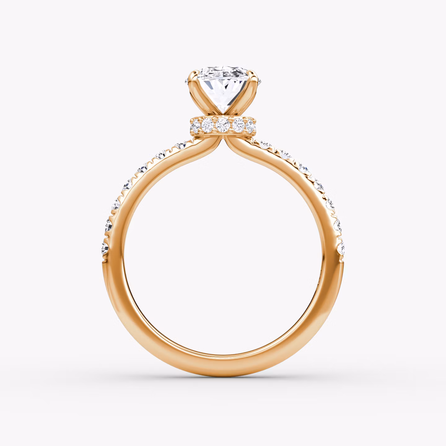 The Veiled Halo | Oval | 14k | Rose Gold | bandAccent: Pavé | diamondOrientation: vertical | caratWeight: other