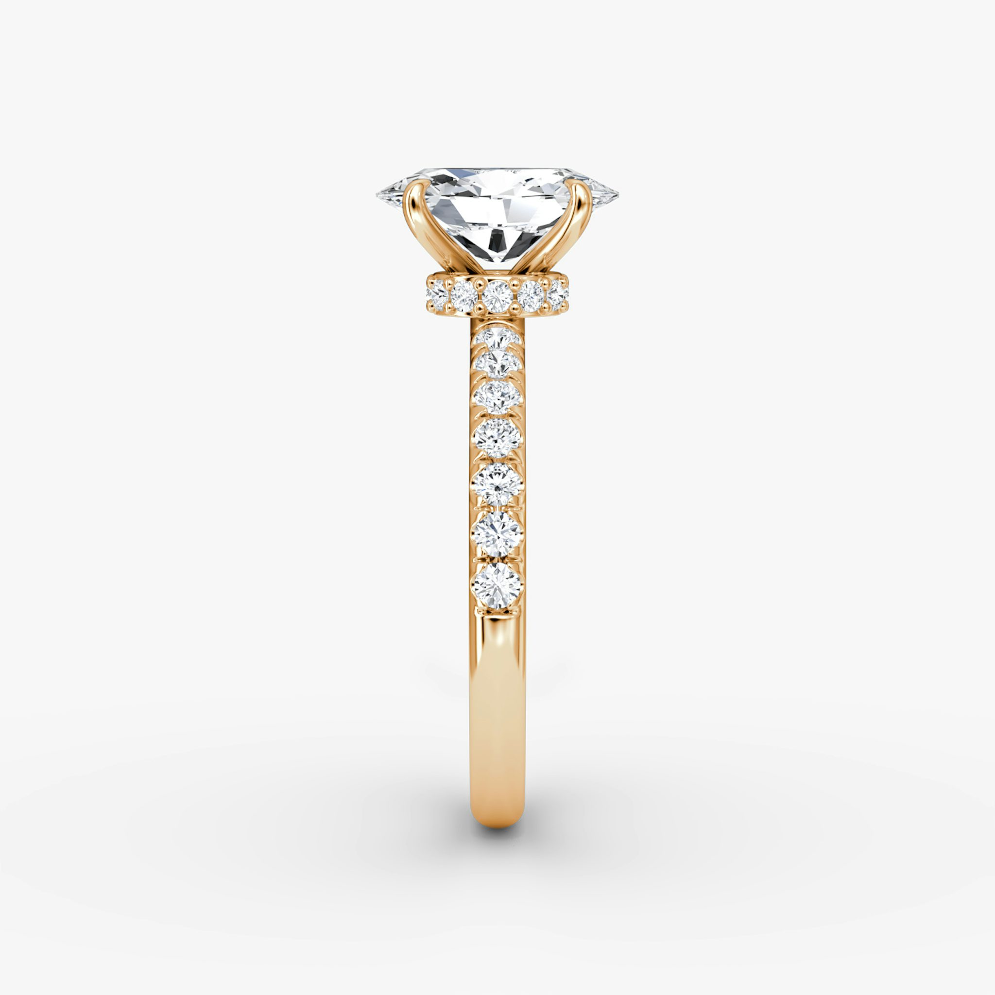 The Veiled Halo | Oval | 14k | Rose Gold | bandAccent: Pavé | diamondOrientation: vertical | caratWeight: other