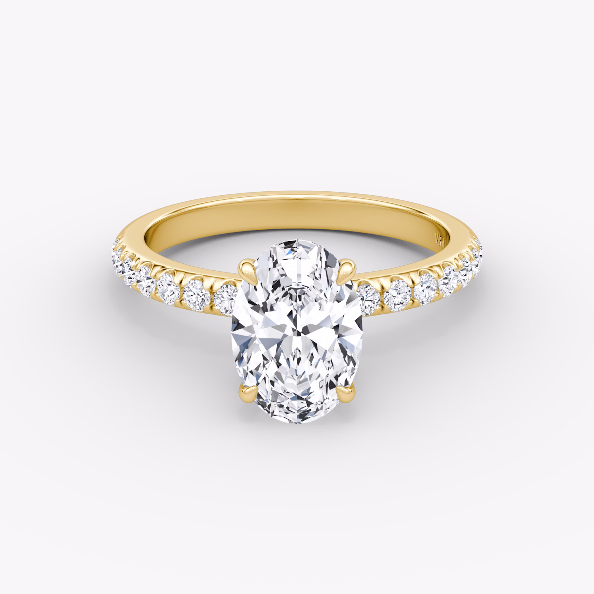 The Veiled Halo | Oval | 18k | Yellow Gold | bandAccent: Pavé | diamondOrientation: vertical | caratWeight: other