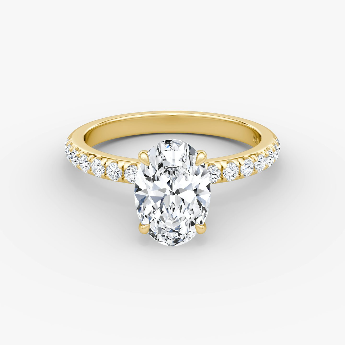The Veiled Halo | Oval | 18k | Yellow Gold | bandAccent: Pavé | diamondOrientation: vertical | caratWeight: other