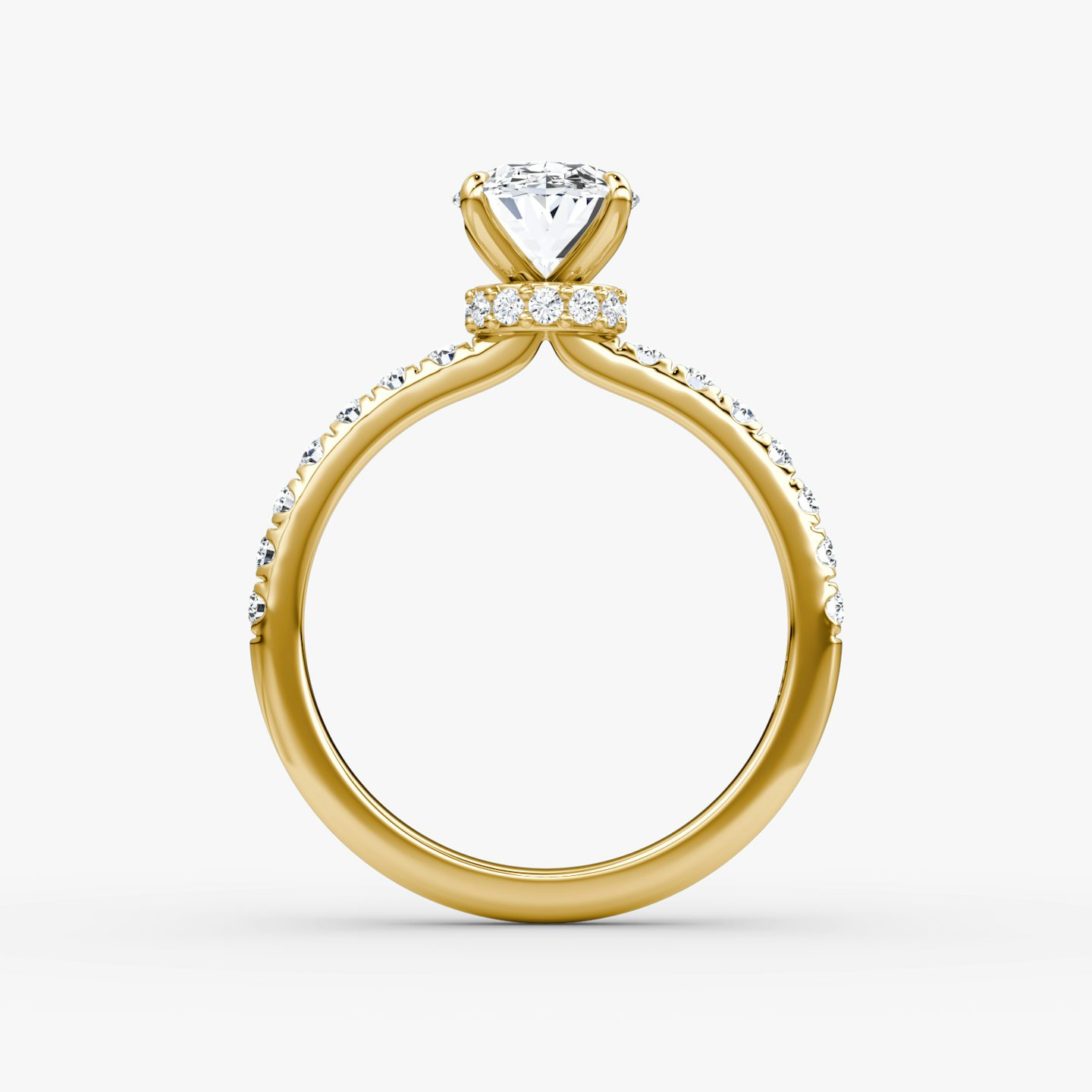 The Veiled Halo | Oval | 18k | Yellow Gold | bandAccent: Pavé | diamondOrientation: vertical | caratWeight: other