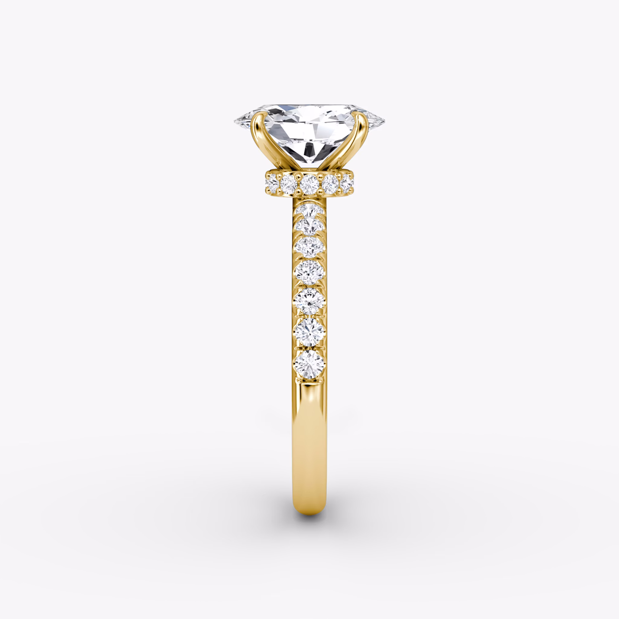 The Veiled Halo | Oval | 18k | Yellow Gold | bandAccent: Pavé | diamondOrientation: vertical | caratWeight: other