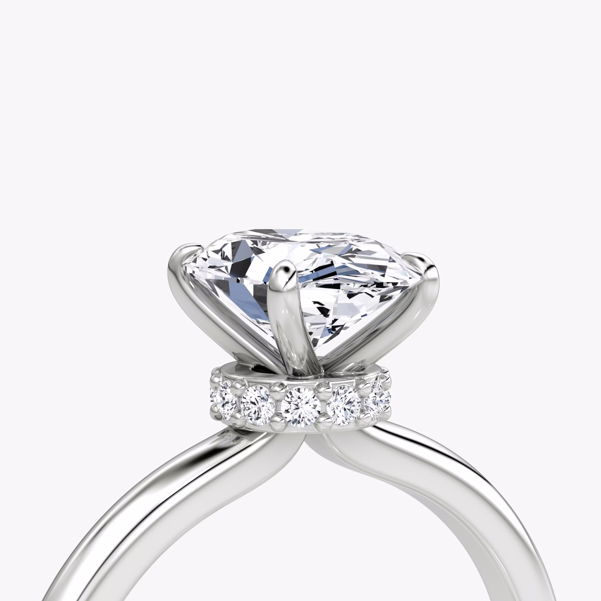 The Veiled Halo | Oval | Platinum | bandAccent: Plain | diamondOrientation: vertical | caratWeight: other