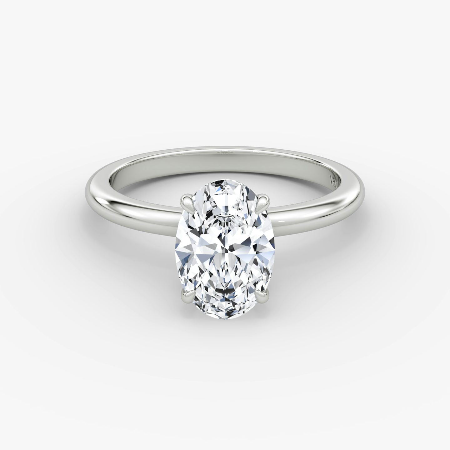 The Veiled Halo | Oval | 18k | White Gold | bandAccent: Plain | diamondOrientation: vertical | caratWeight: other