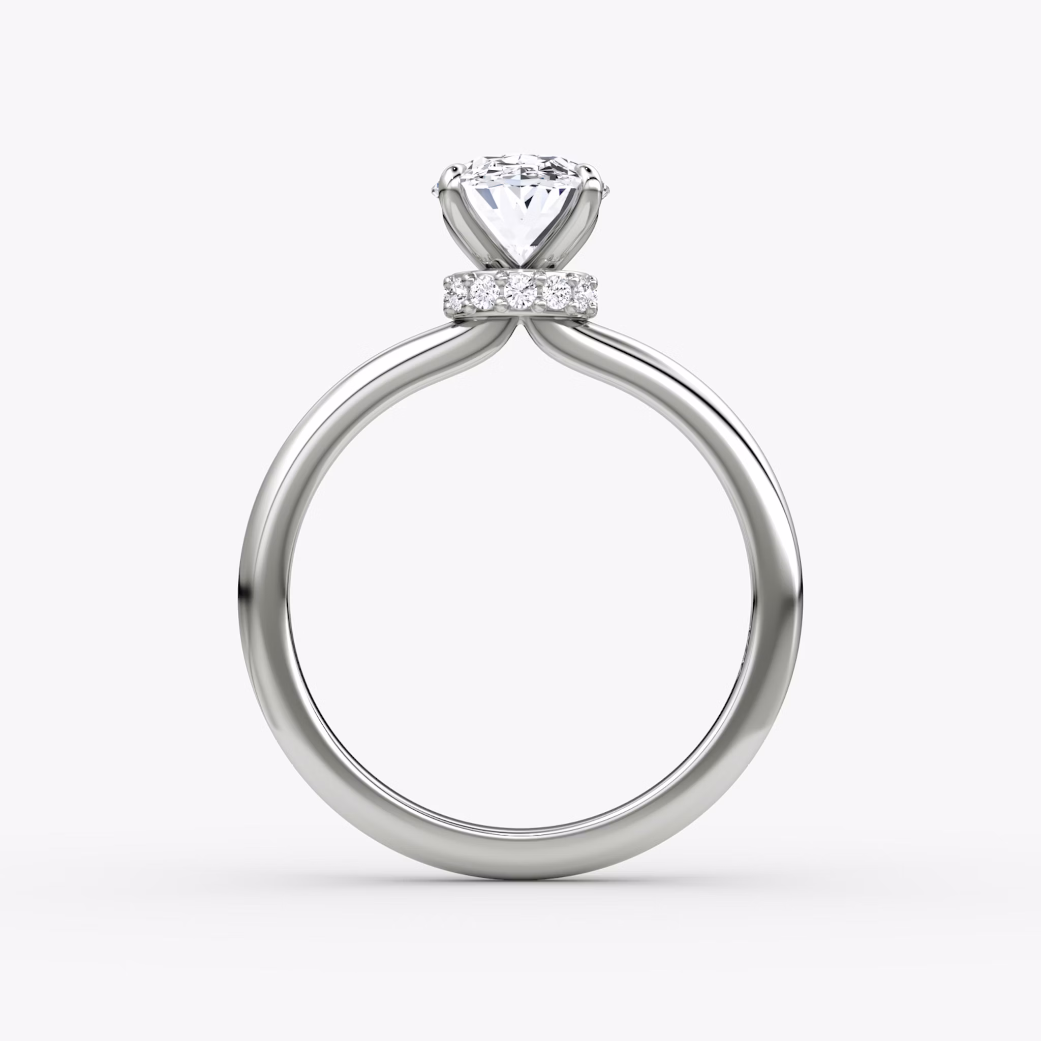 The Veiled Halo | Oval | Platinum | bandAccent: Plain | diamondOrientation: vertical | caratWeight: other