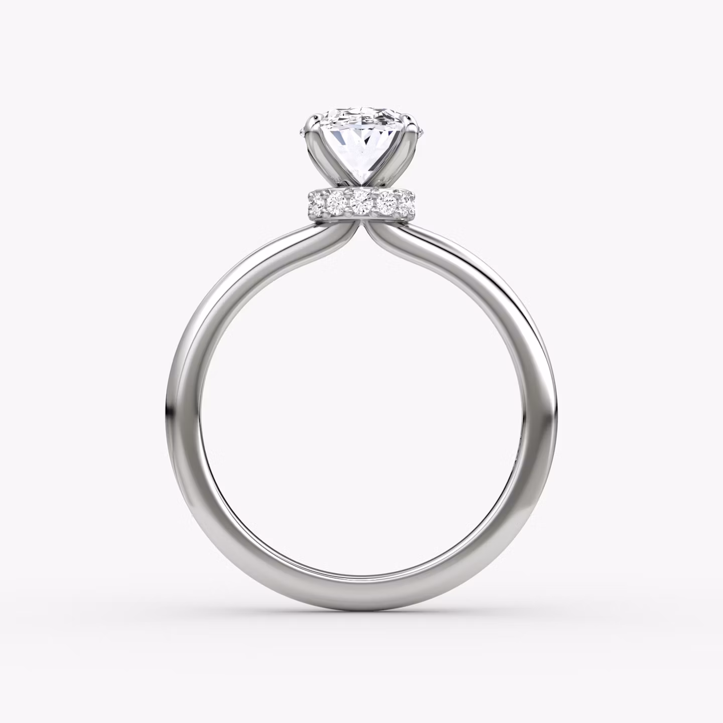 The Veiled Halo | Oval | 18k | White Gold | bandAccent: Plain | diamondOrientation: vertical | caratWeight: other