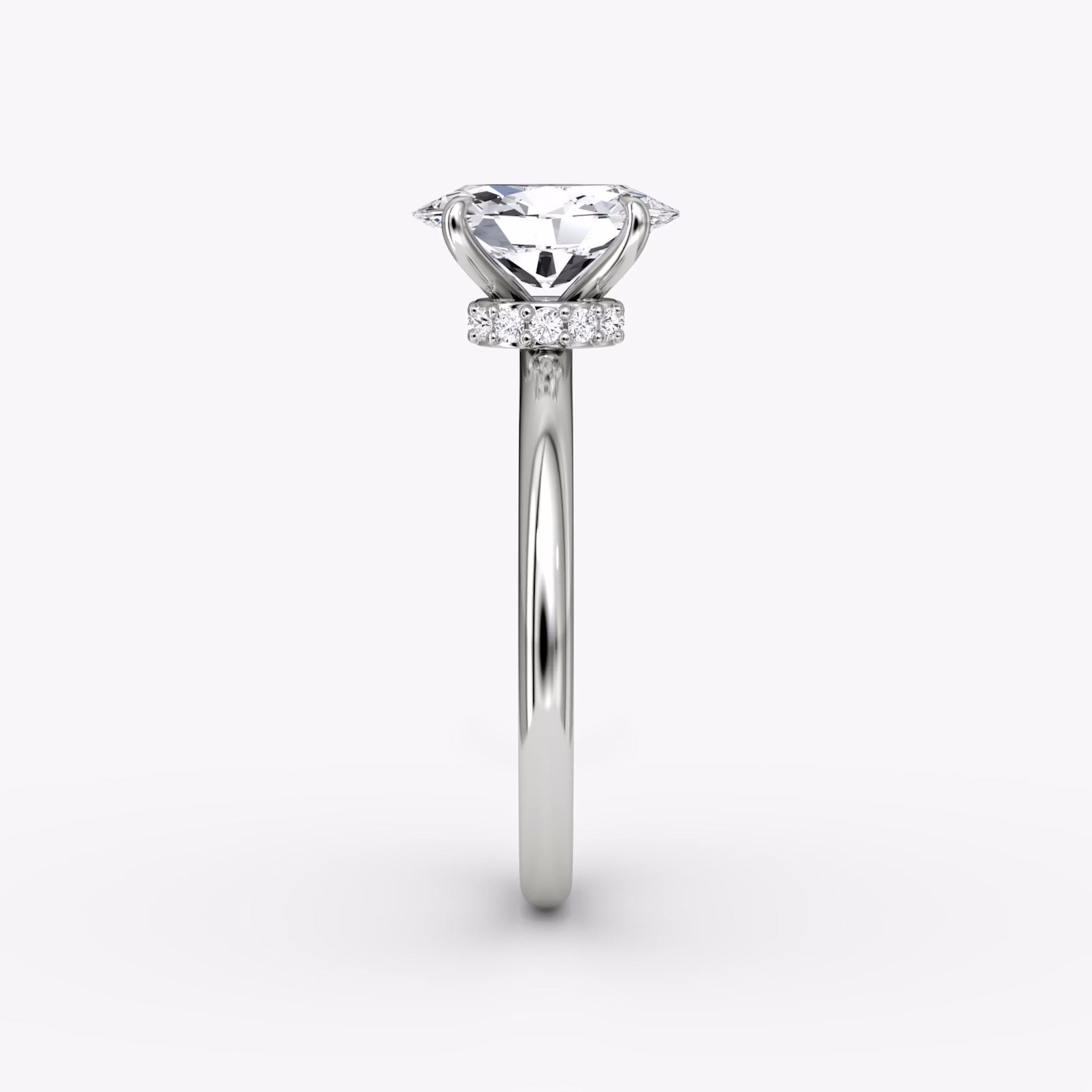 The Veiled Halo | Oval | Platinum | bandAccent: Plain | diamondOrientation: vertical | caratWeight: other