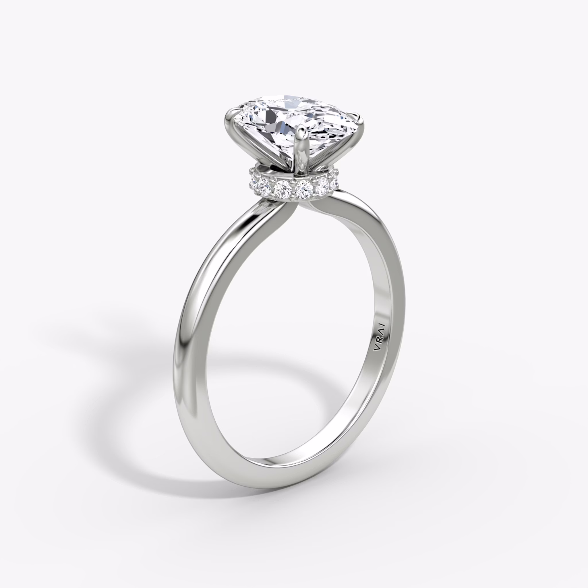 The Veiled Halo | Oval | Platinum | bandAccent: Plain | diamondOrientation: vertical | caratWeight: other