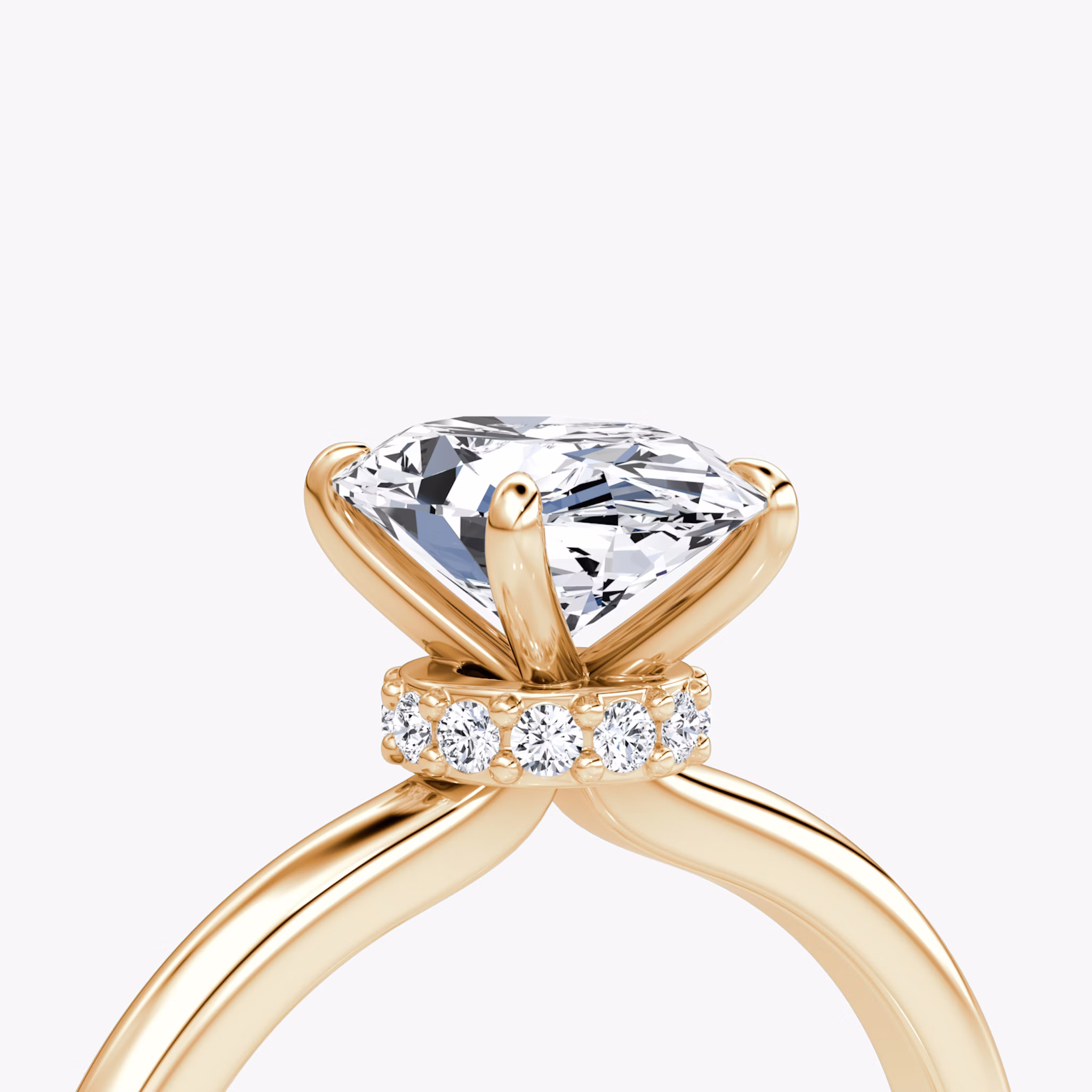 The Veiled Halo | Oval | 14k | Rose Gold | bandAccent: Plain | diamondOrientation: vertical | caratWeight: other