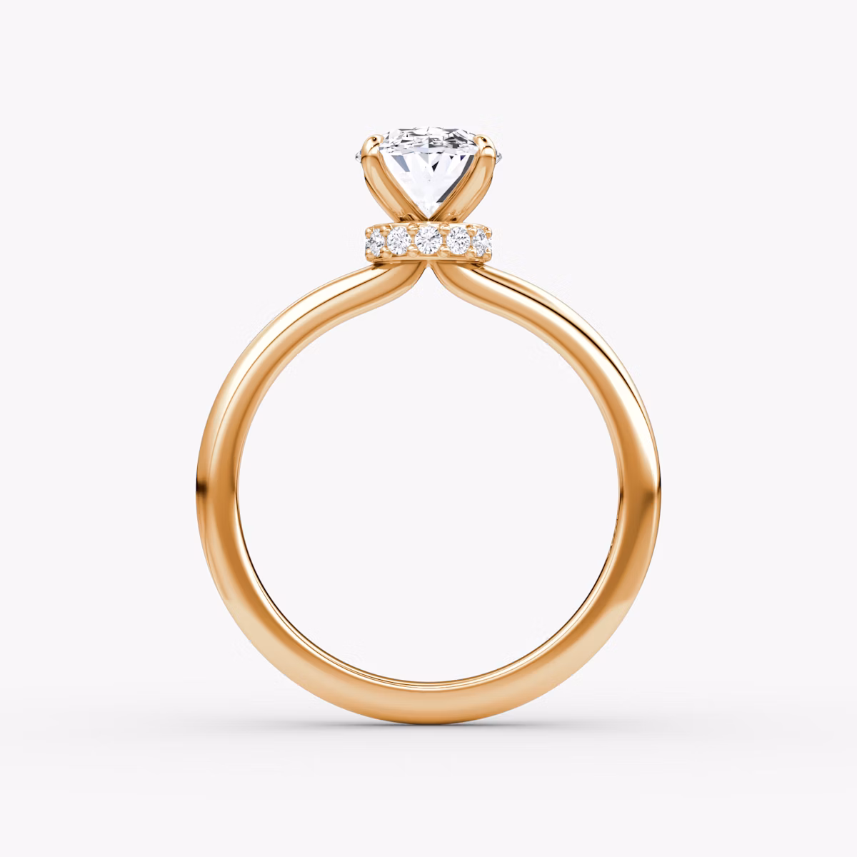 The Veiled Halo | Oval | 14k | Rose Gold | bandAccent: Plain | diamondOrientation: vertical | caratWeight: other
