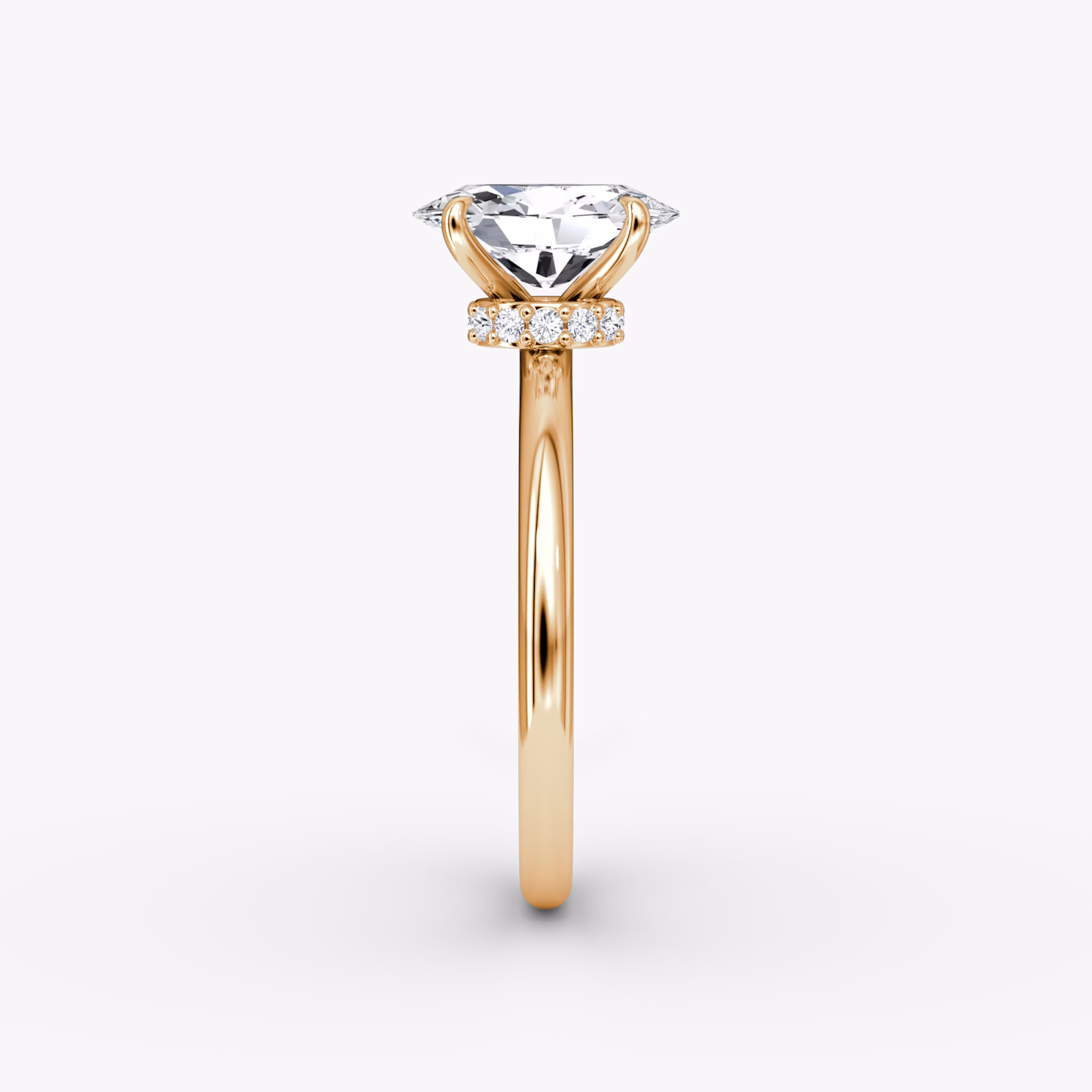 The Veiled Halo | Oval | 14k | Rose Gold | bandAccent: Plain | diamondOrientation: vertical | caratWeight: other