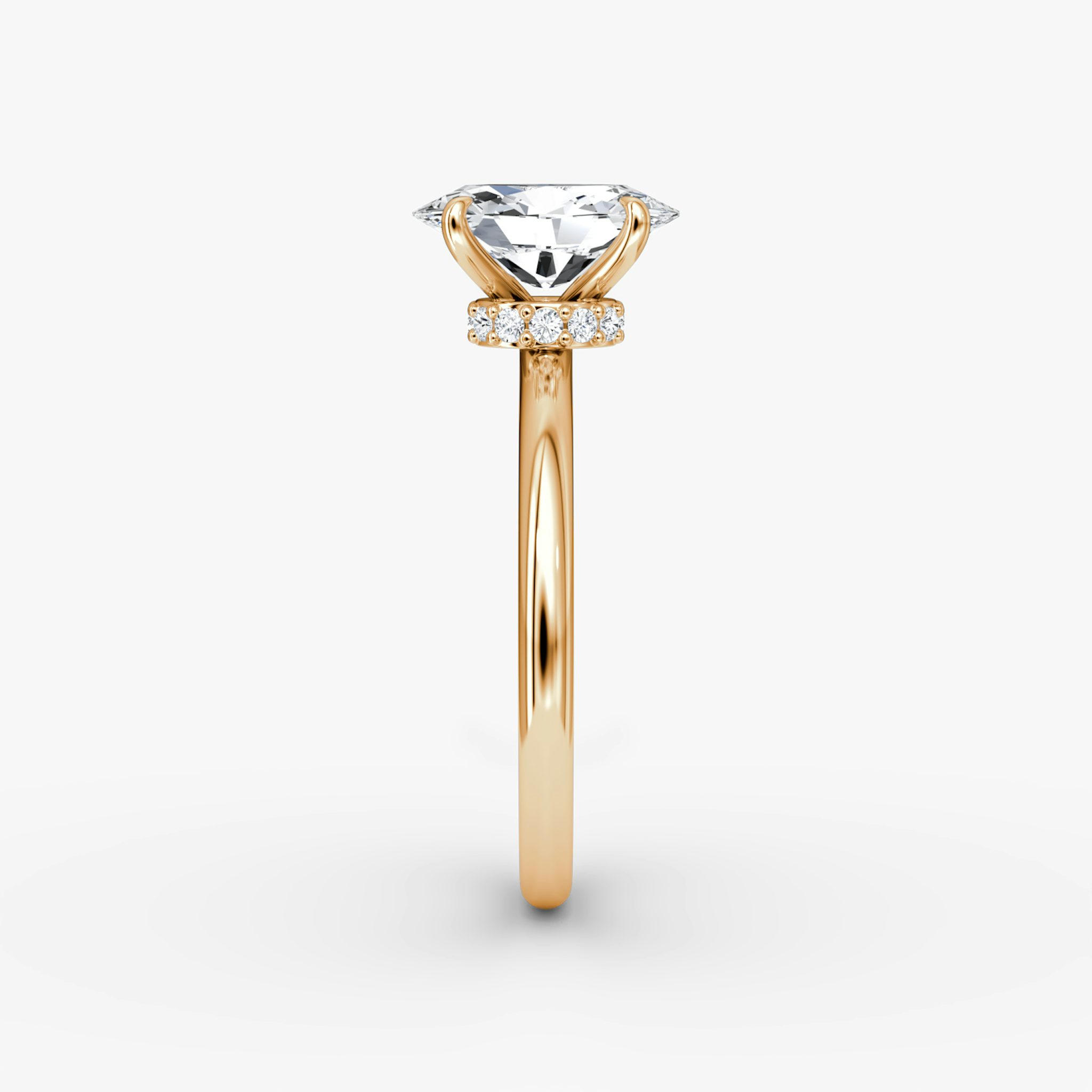 The Veiled Halo | Oval | 14k | Rose Gold | bandAccent: Plain | diamondOrientation: vertical | caratWeight: other